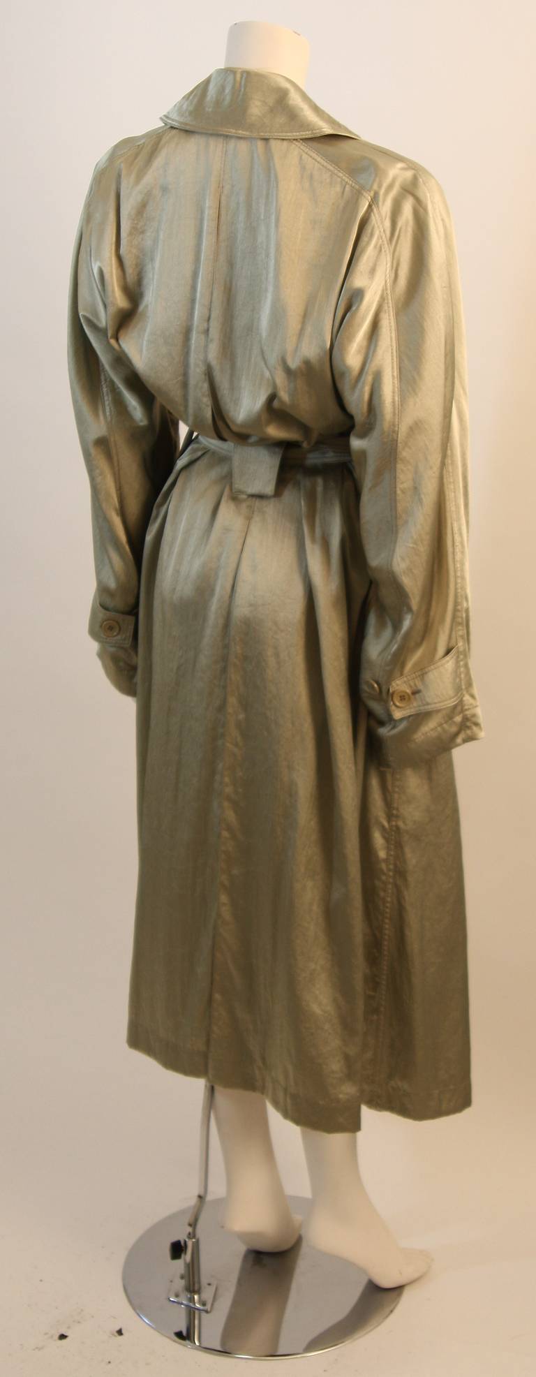 Phenomenal Alaia Sage Satin Finish Oversized Trench Coat 2