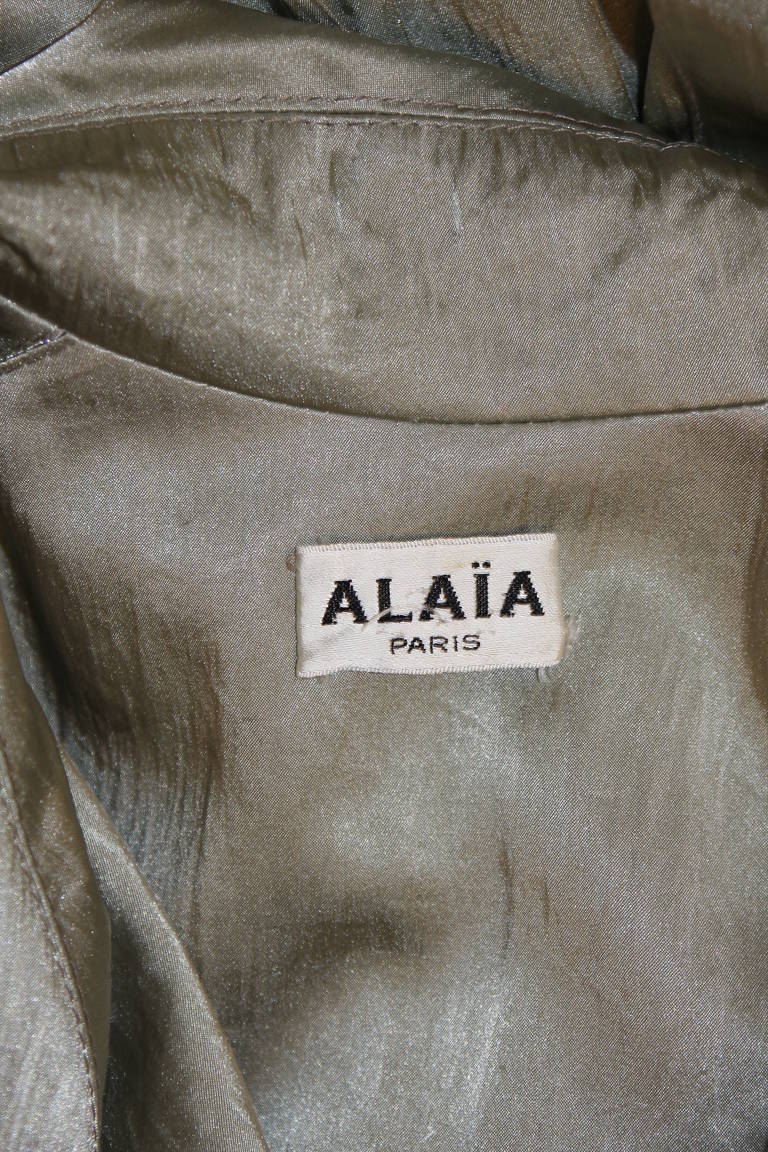 Phenomenal Alaia Sage Satin Finish Oversized Trench Coat 5