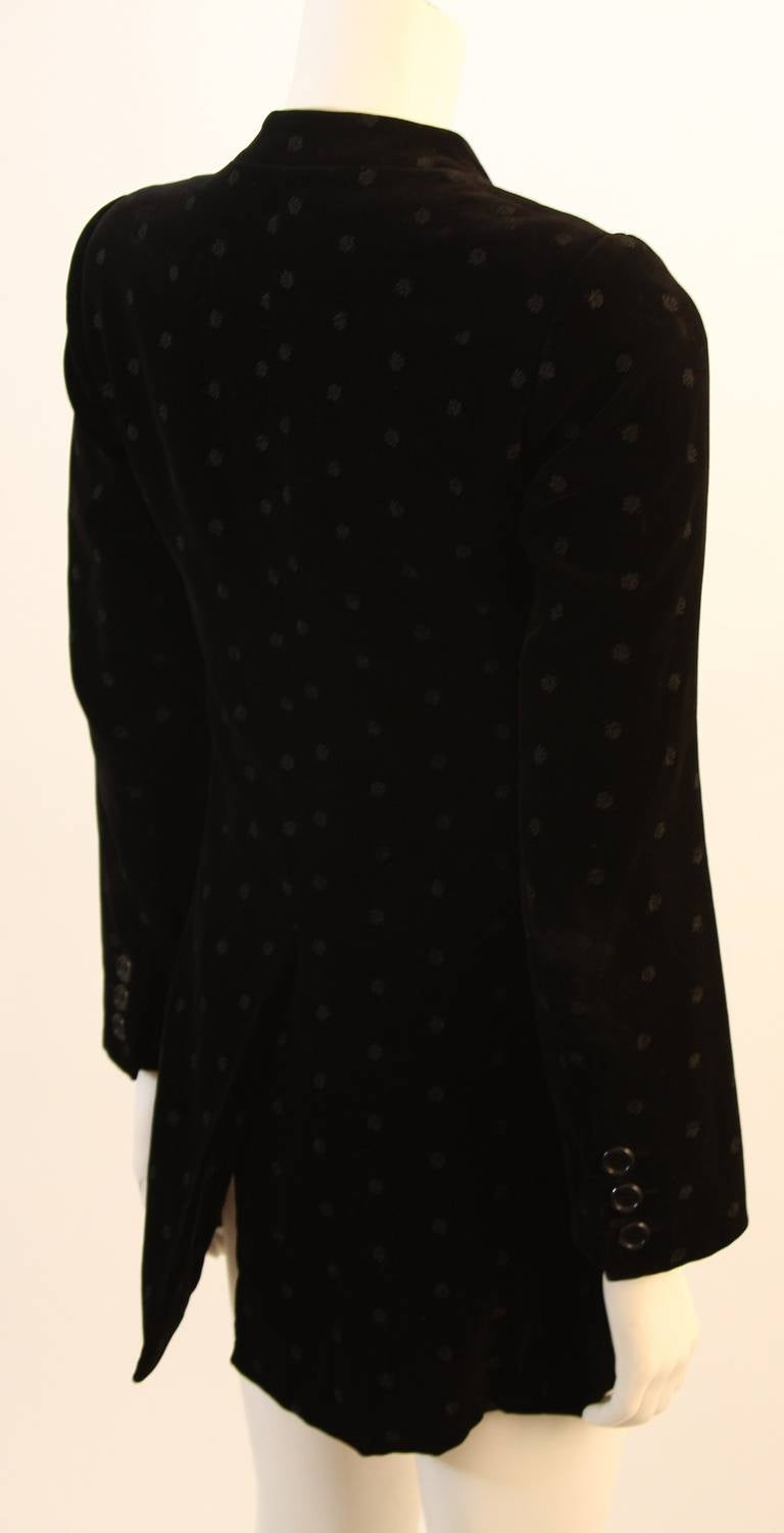 Women's Yves Saint Laurent 1970's Black Velvet Blazer Nehru Collar