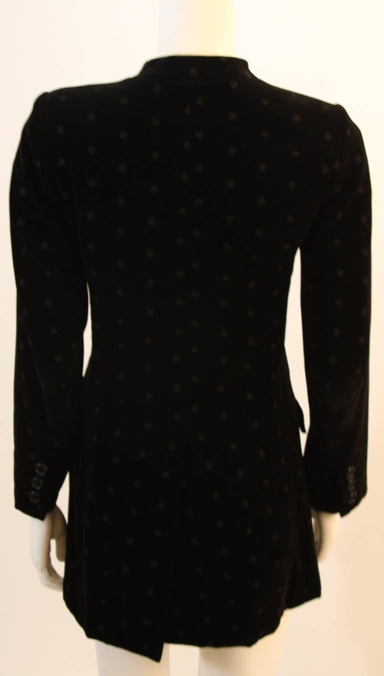 Yves Saint Laurent 1970's Black Velvet Blazer Nehru Collar 1