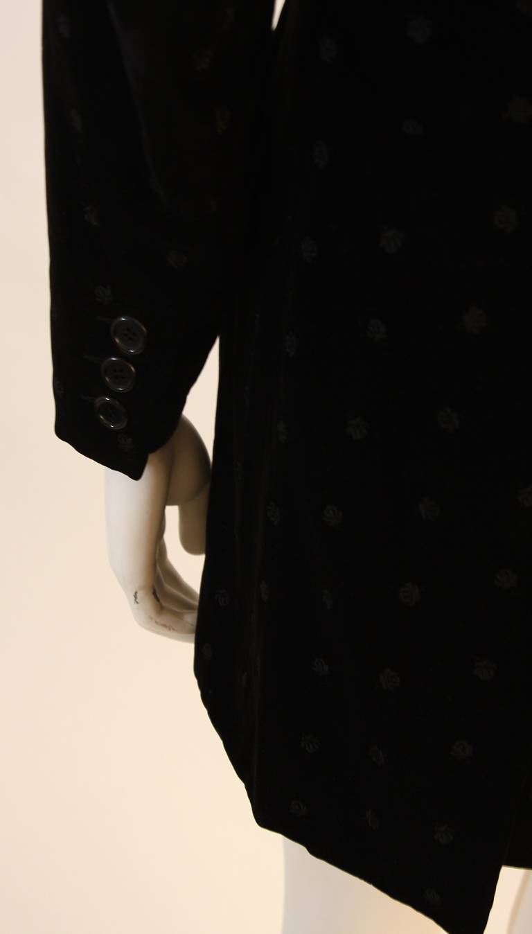 Yves Saint Laurent 1970's Black Velvet Blazer Nehru Collar 2