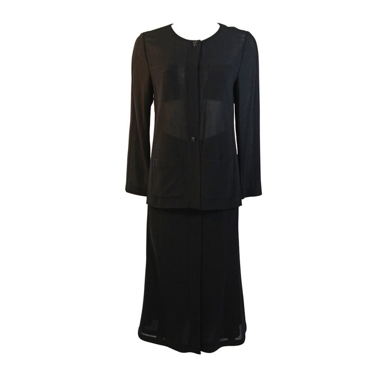 1999 Vintage Chanel Boutique Black Long Full Length Skirt Size 36 For Sale  at 1stDibs