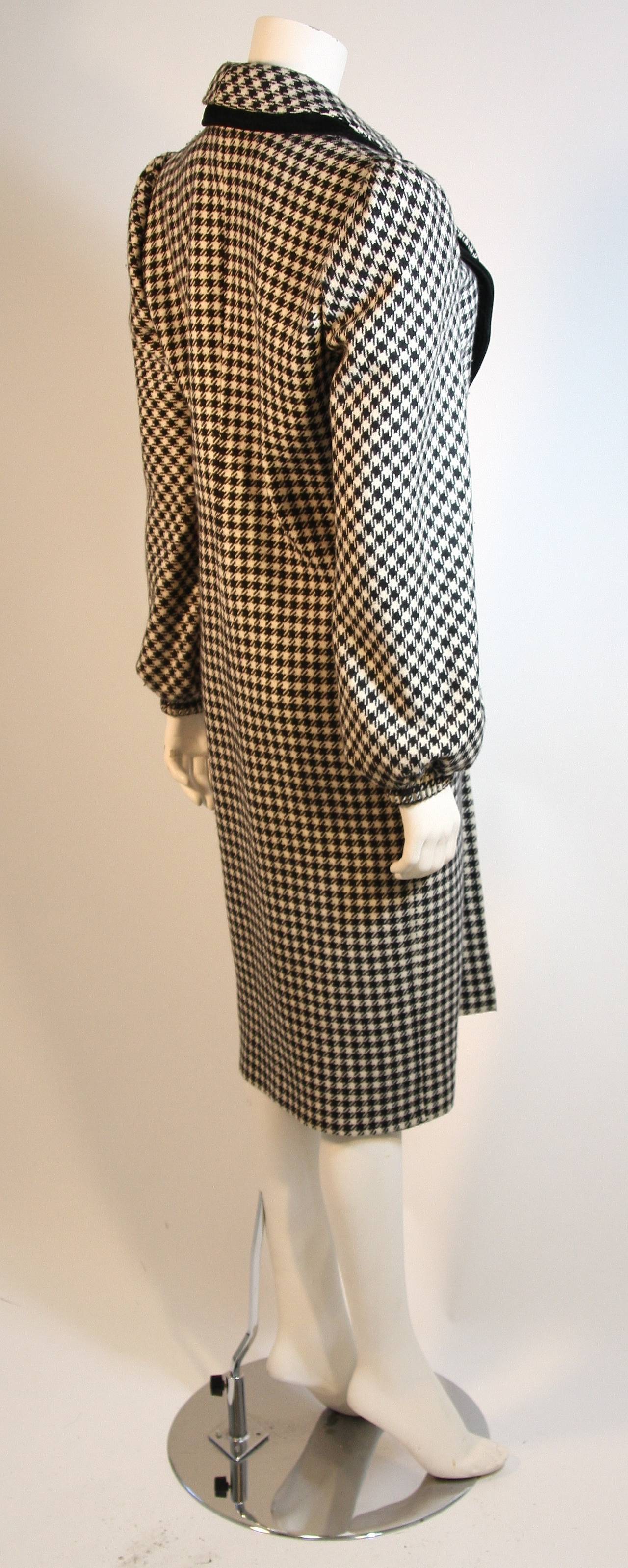 Valentino Houndstooth Coat with Velvet Accents 2