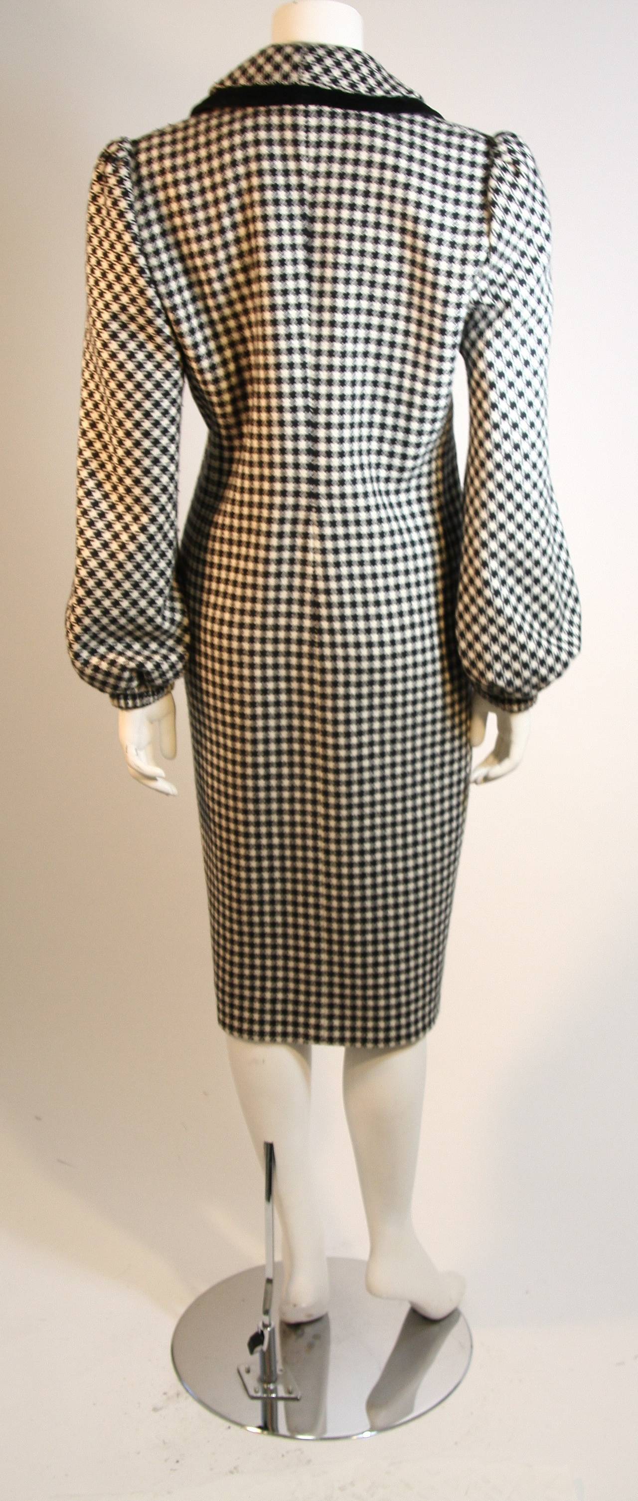 Valentino Houndstooth Coat with Velvet Accents 3