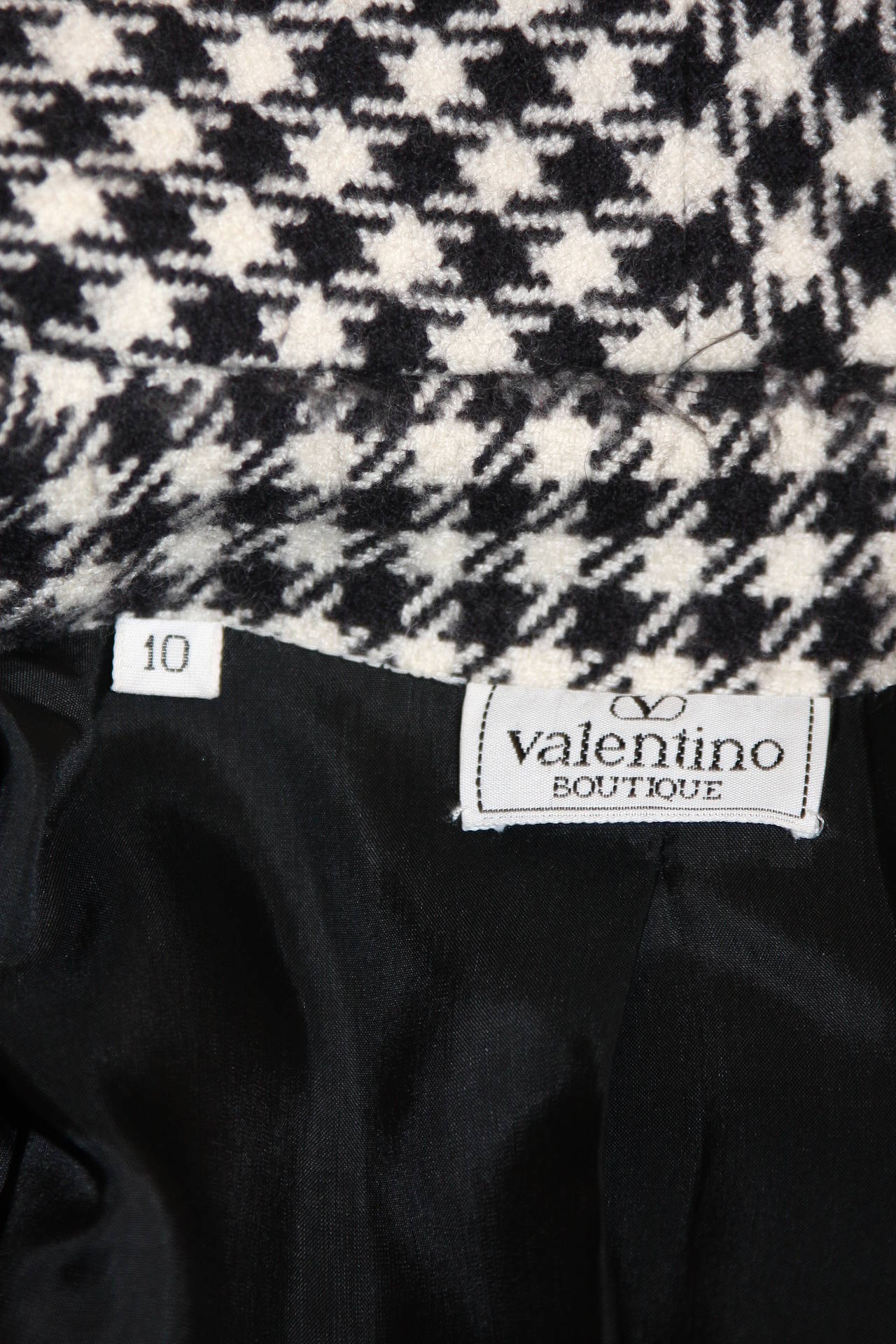 Valentino Houndstooth Coat with Velvet Accents 4