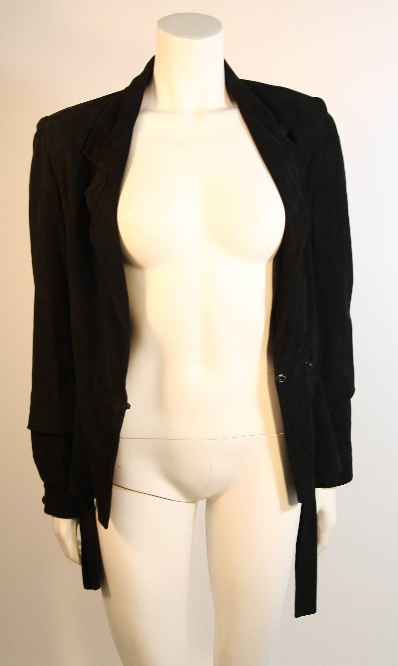 Yves Saint Laurent Black Suede Jacket Size 40 2