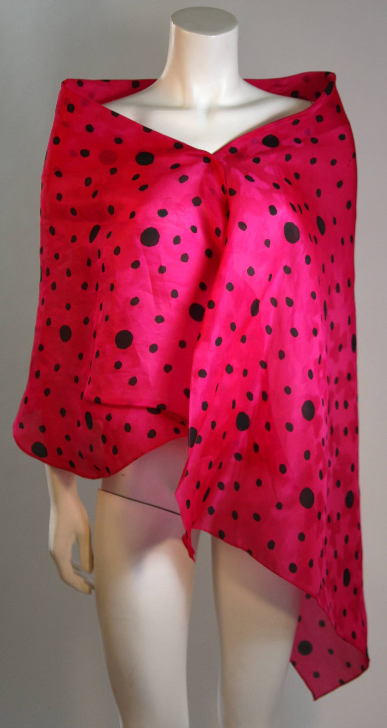 Arnold Scaasi Pink and Black Polka Dot Gown with Shawl 4