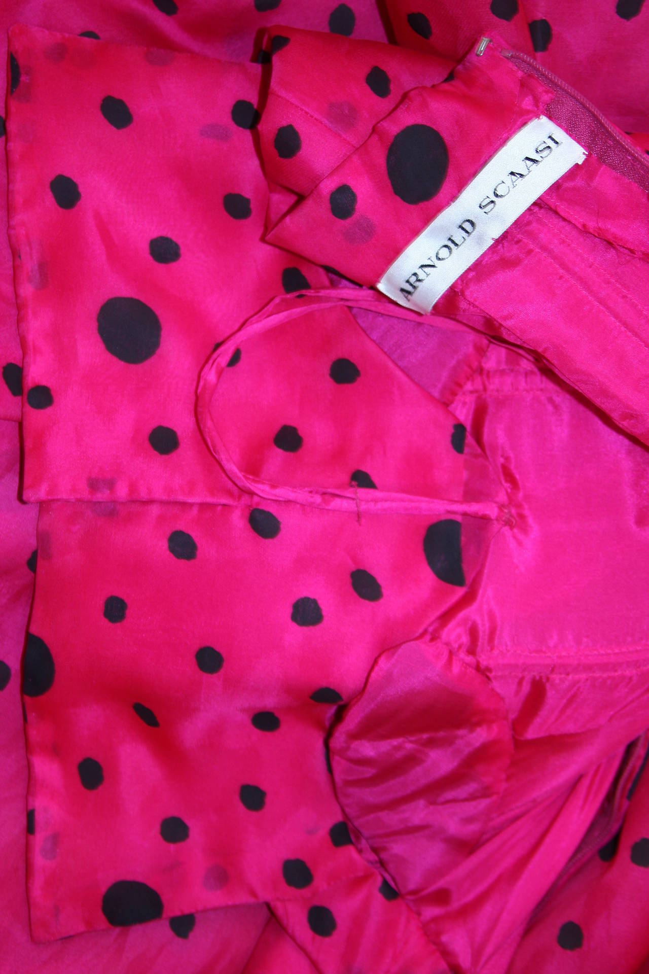 Arnold Scaasi Pink and Black Polka Dot Gown with Shawl 6