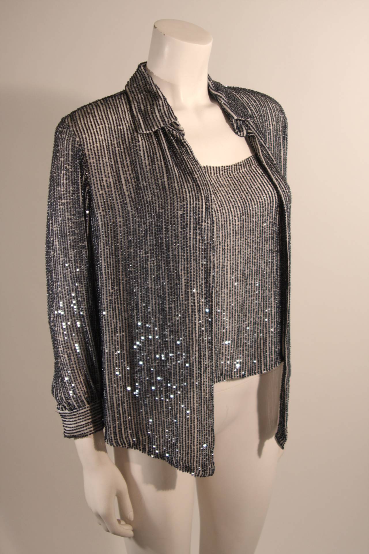 Black Oscar De La Renta Evening Blouse and Camisole Size 8