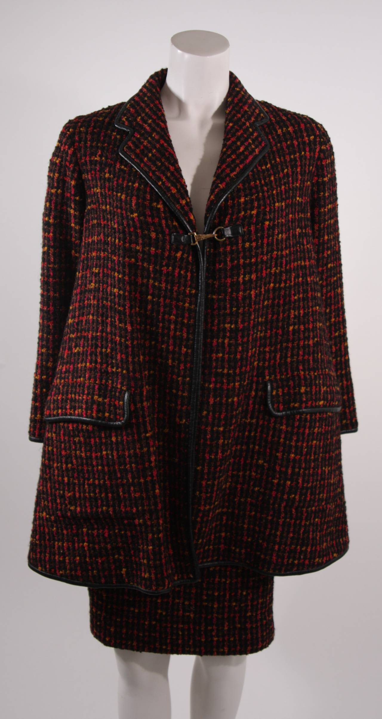Black Bonnie Cashin Tweed Skirt and Coat Set