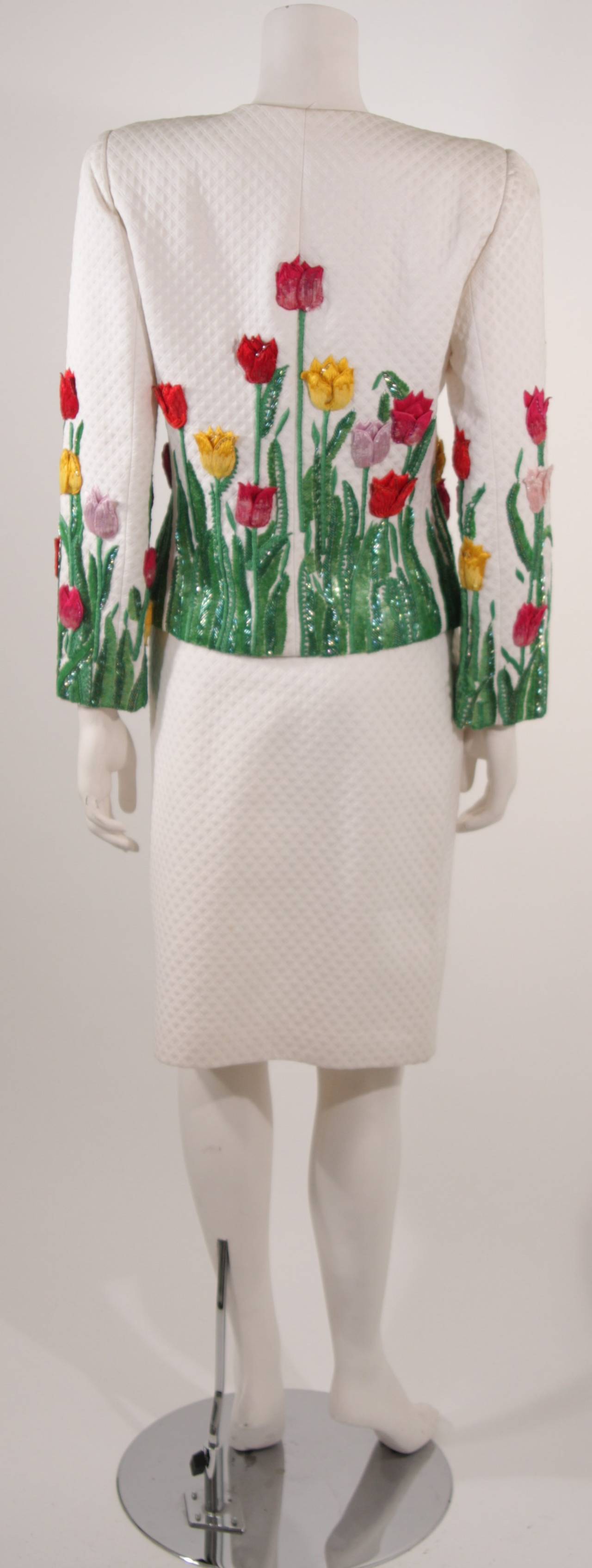 Oscar De La Renta Floral Embellished Suit Size 12 2