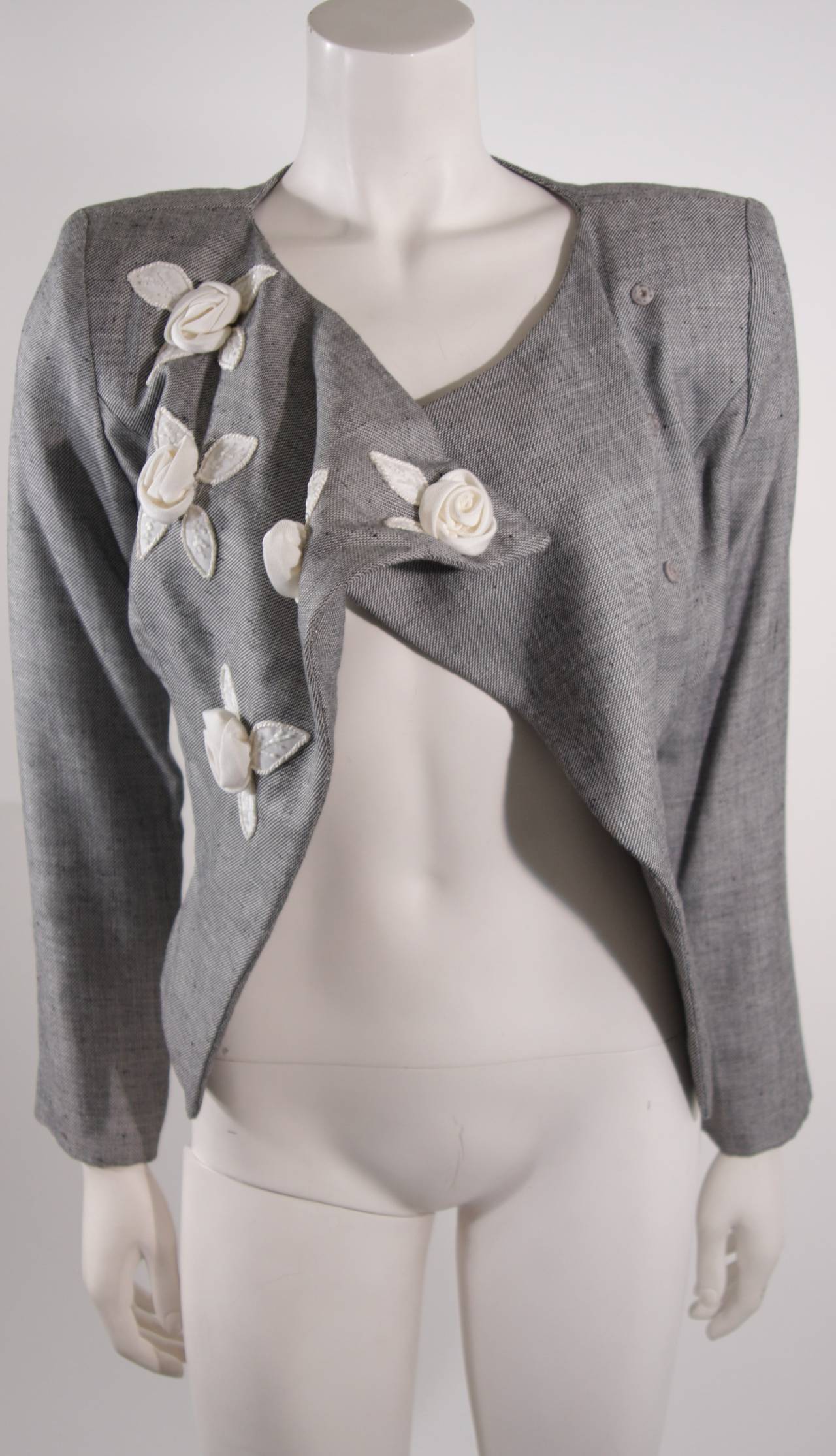 Vicky Tiel Linen and Wool Two Piece Jacket and Skirt Suit 4