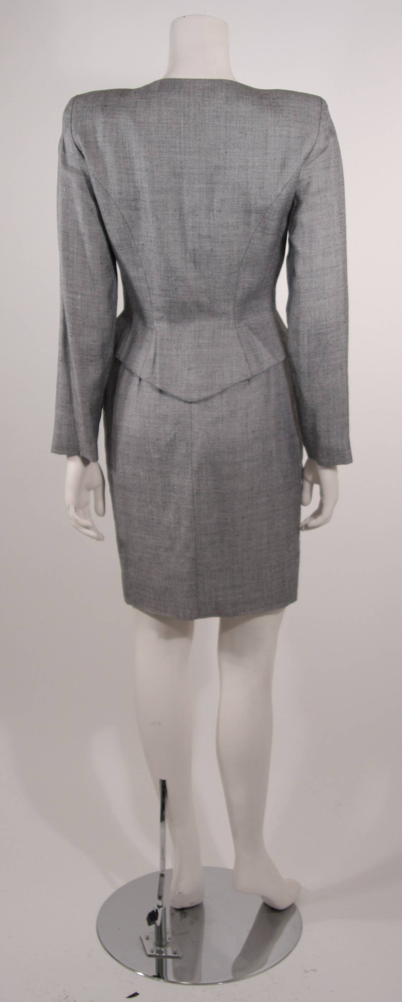 Vicky Tiel Linen and Wool Two Piece Jacket and Skirt Suit 1