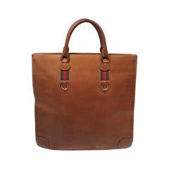Gucci Brown Leather Tote with Horse Shoe