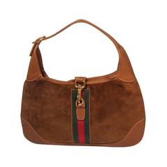 Gucci Large Brown Suede Hobo with Gold Hardware