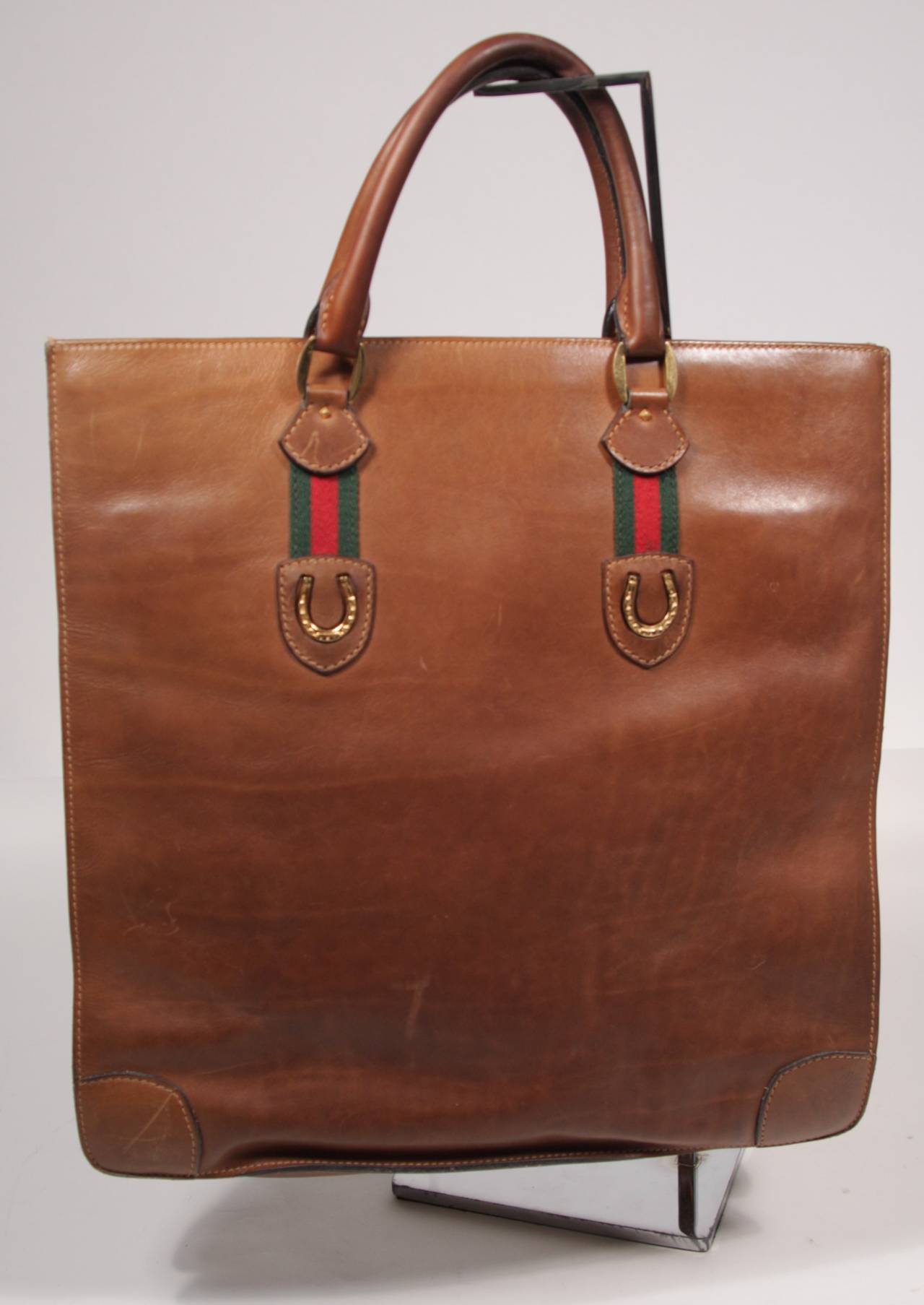 Women's Gucci Brown Leather Tote with Horse Shoe