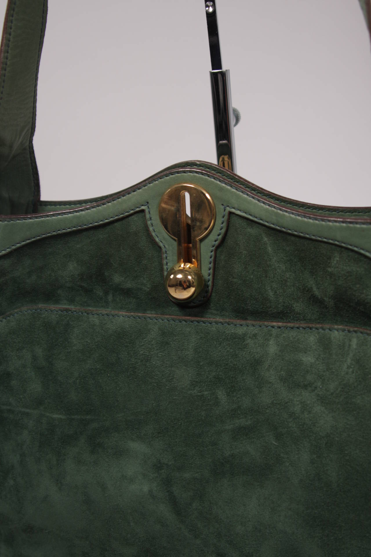 Gucci Green Suede Hobo with Gold Hardware 3