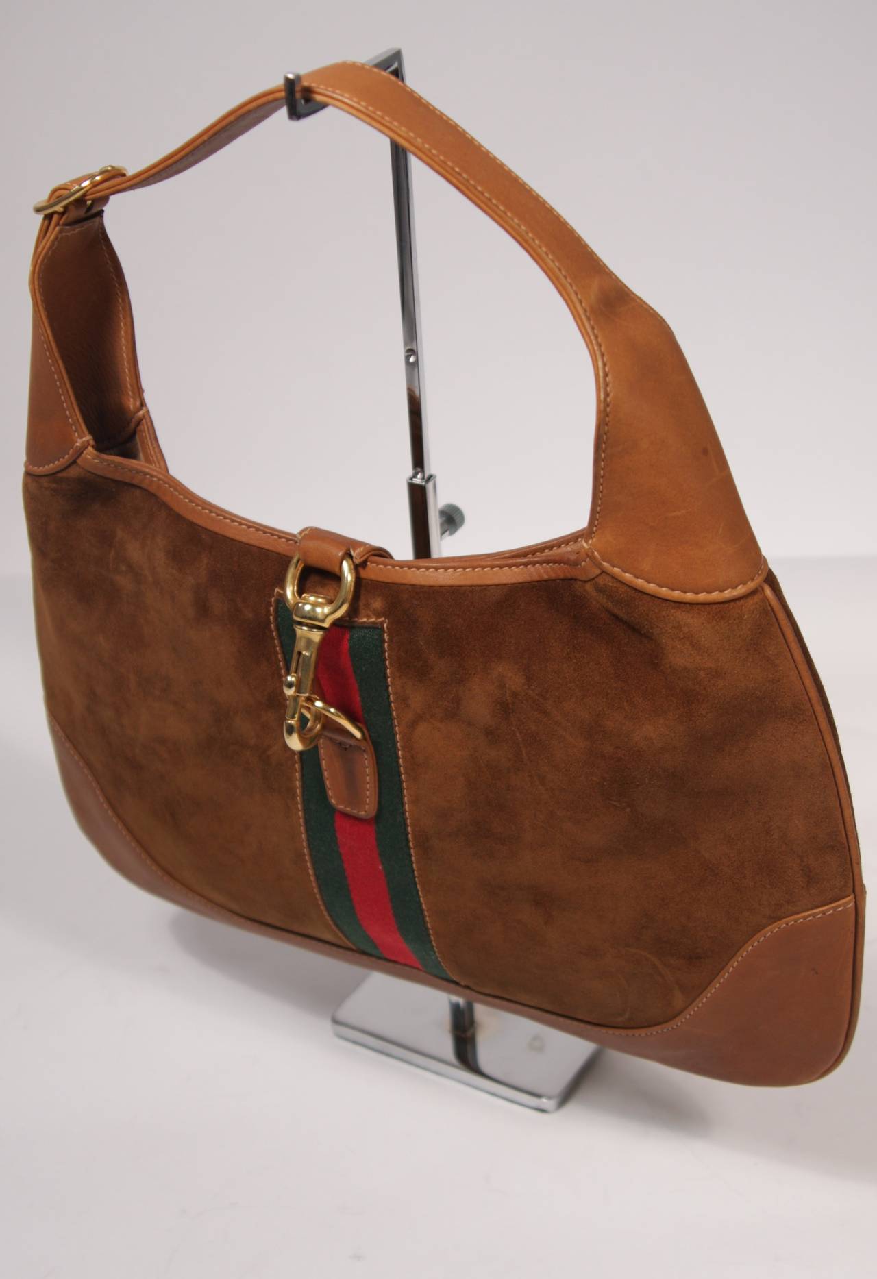 Gucci Large Brown Suede Hobo with Gold Hardware 1