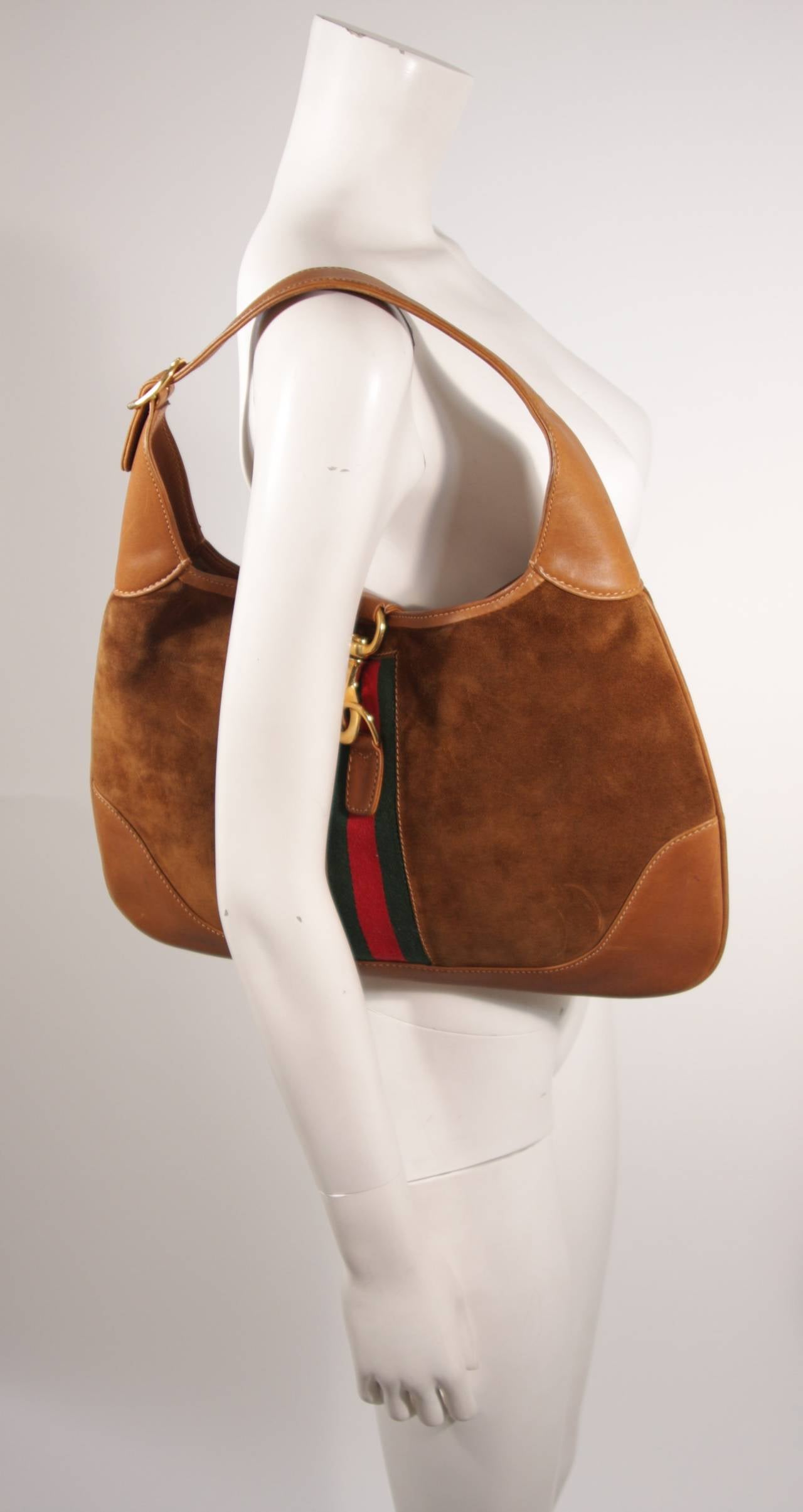 Women's Gucci Large Brown Suede Hobo with Gold Hardware