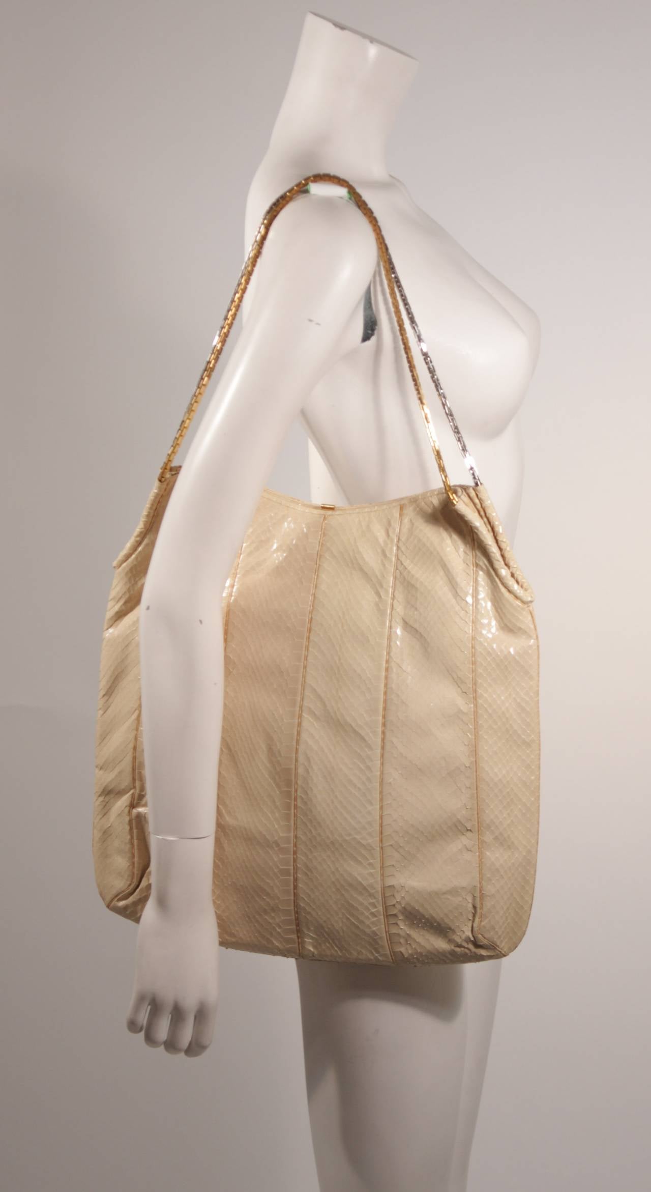 cream snakeskin bag