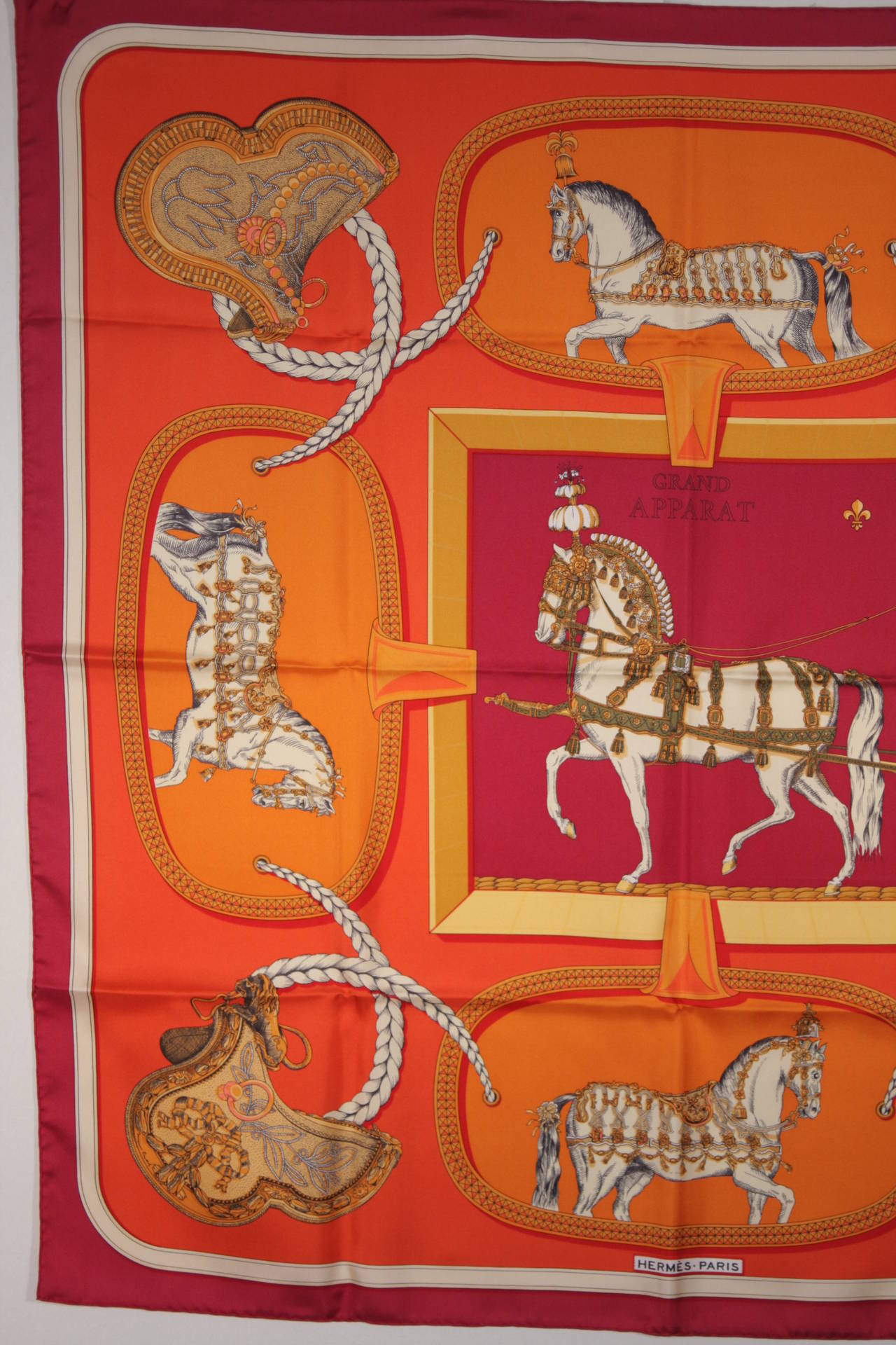 Hermes Grand Apparat Scarf with original box & holiday box Jacques Eudel 2