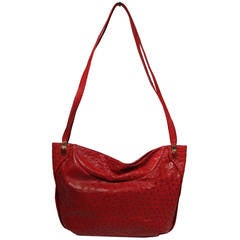 Judith Leiber Extra Large Red Ostrich Purse