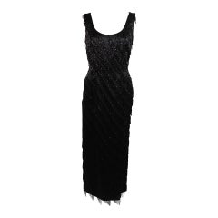 Pauline Sheh Black Silk Beaded Gown Size 10