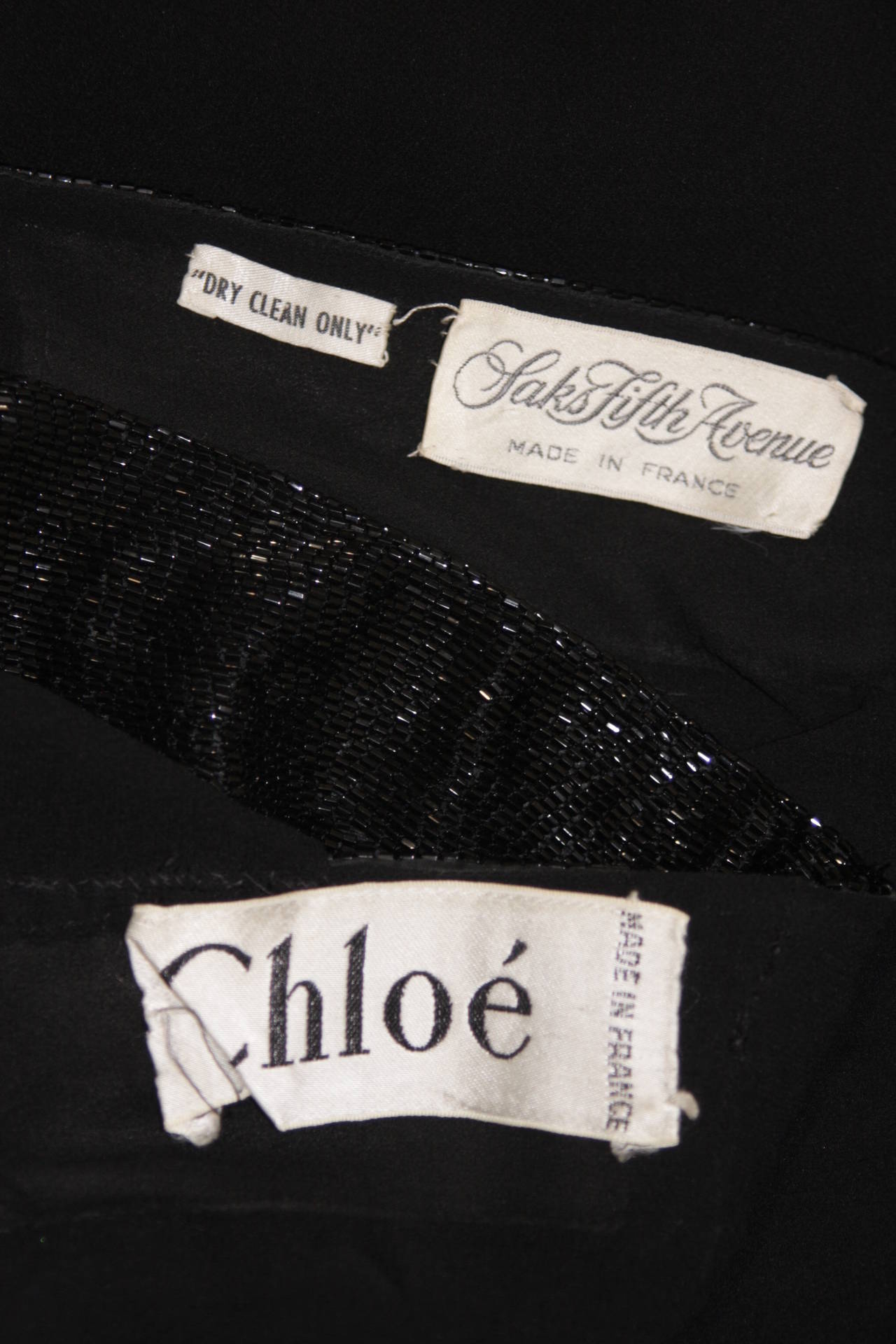 Chloe Asymmetrical Black Chiffon Gown with Beaded Bodice at 1stDibs