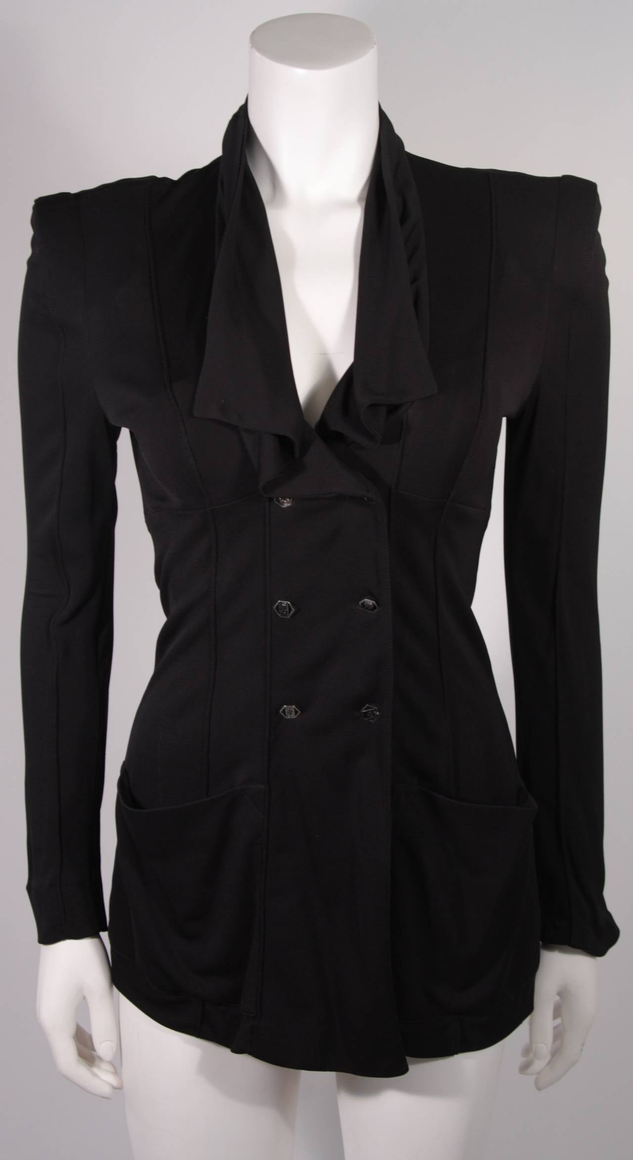 Lagerfield Black Jersey Dress and Jacket Ensemble Size 36 For Sale 1