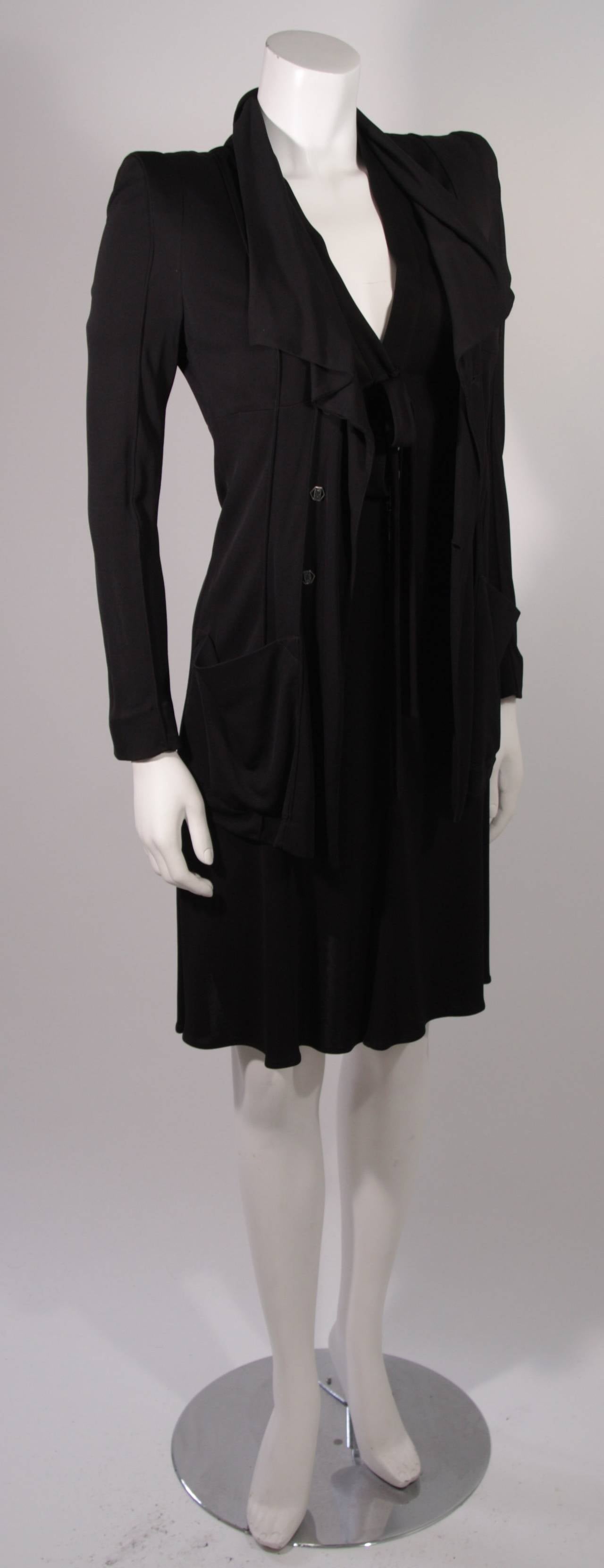 Lagerfield Black Jersey Dress and Jacket Ensemble Size 36 In Excellent Condition For Sale In Los Angeles, CA