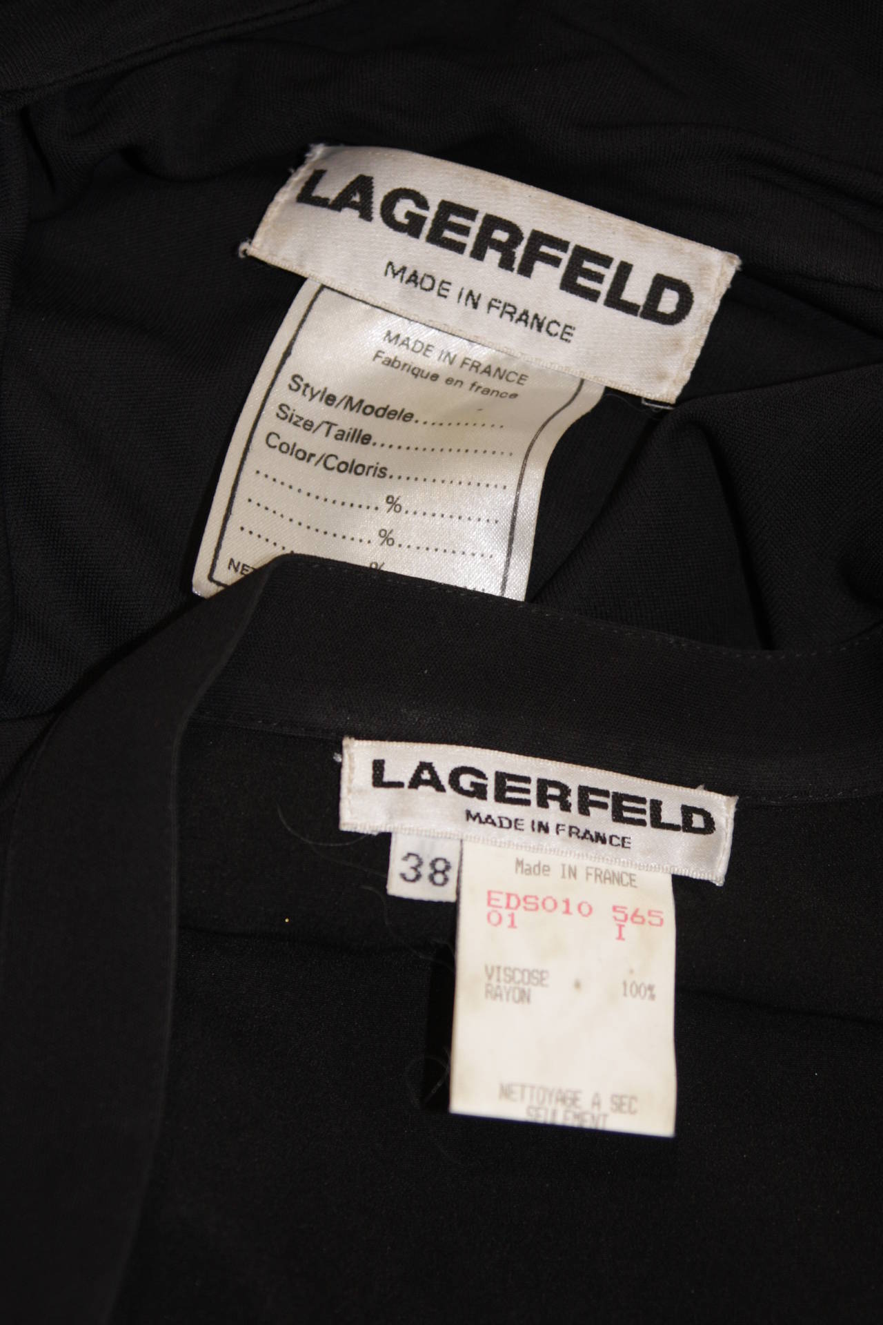 Lagerfield Black Jersey Dress and Jacket Ensemble Size 36 For Sale 5