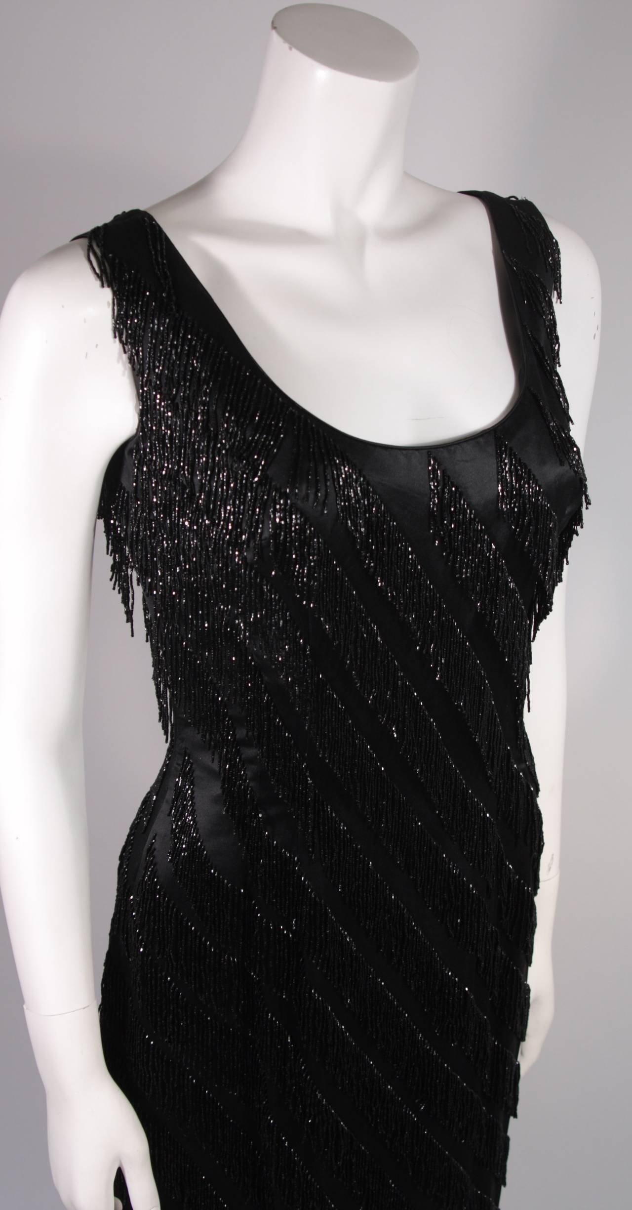 Pauline Sheh Black Silk Beaded Gown Size 10 For Sale 1