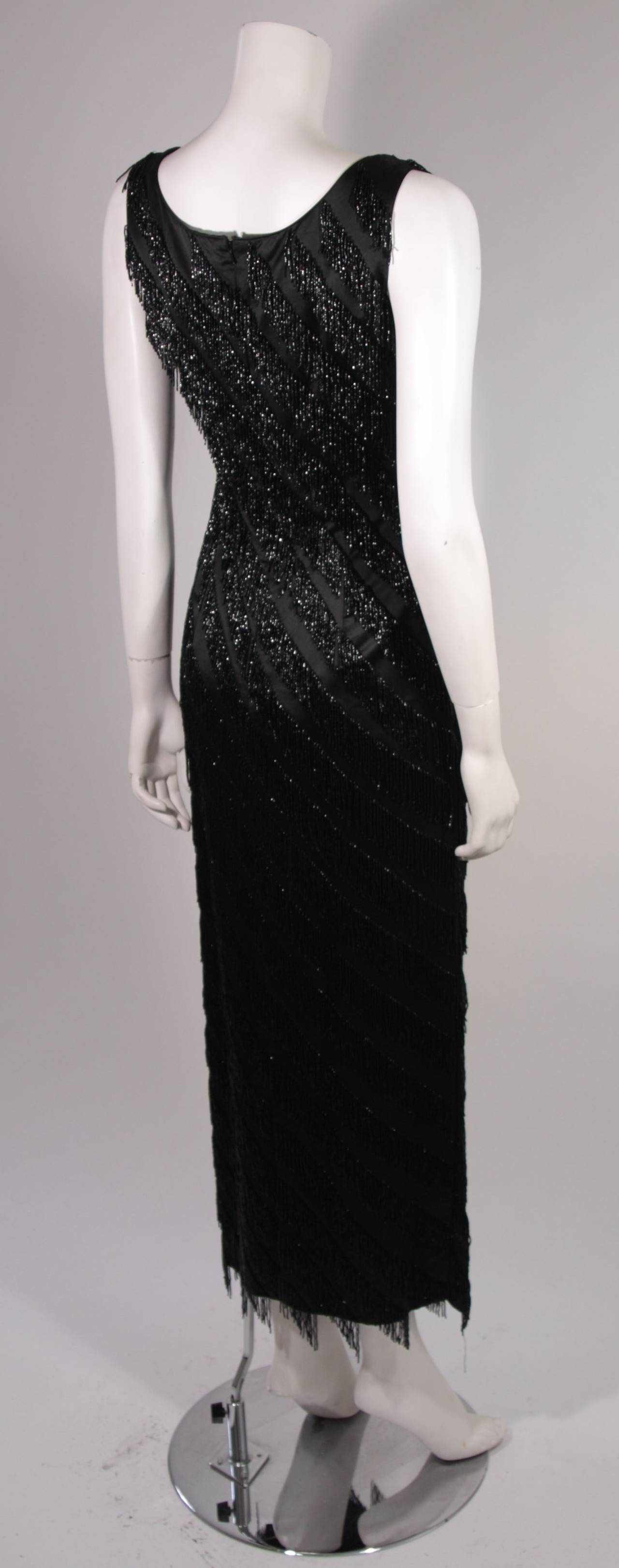Pauline Sheh Black Silk Beaded Gown Size 10 For Sale at 1stDibs