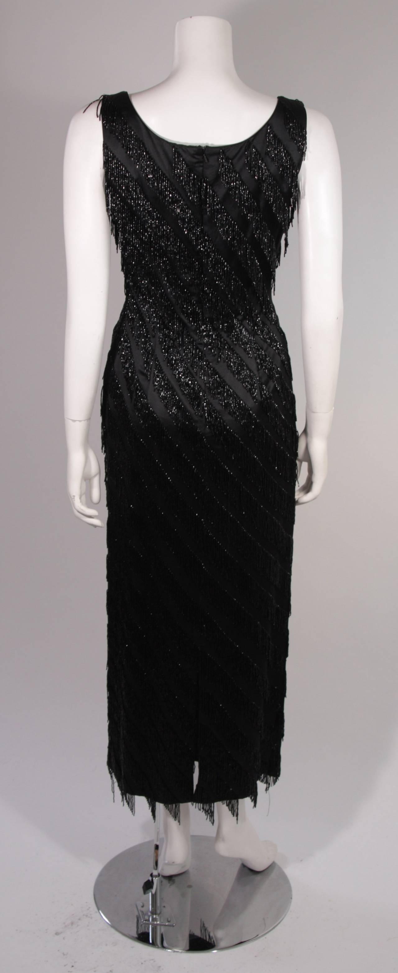 Pauline Sheh Black Silk Beaded Gown Size 10 For Sale 4