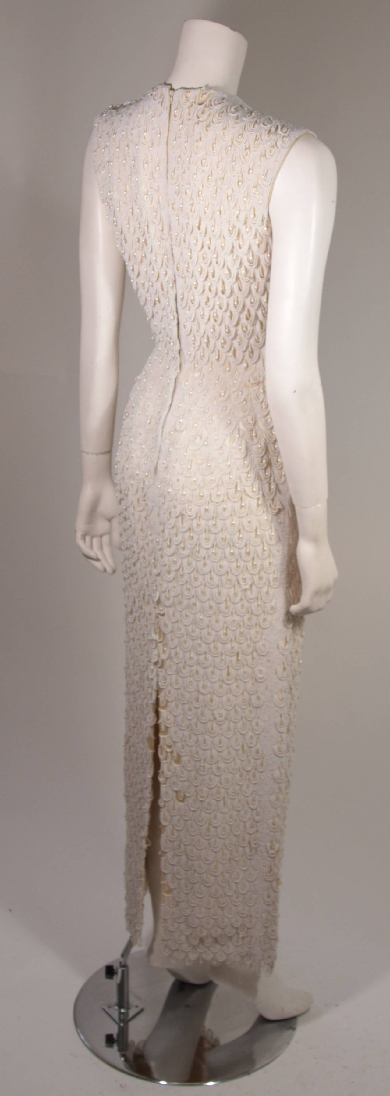 Women's 1960's Heavily Beaded Off White Cream Gown For Sale