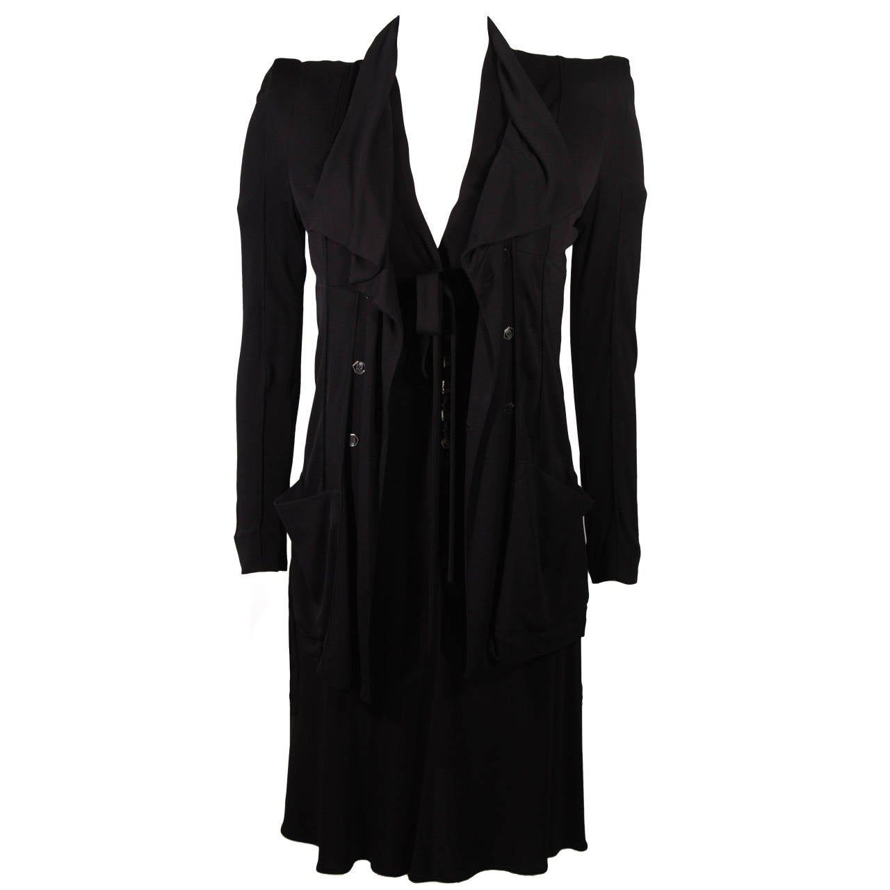 Lagerfield Black Jersey Dress and Jacket Ensemble Size 36 For Sale