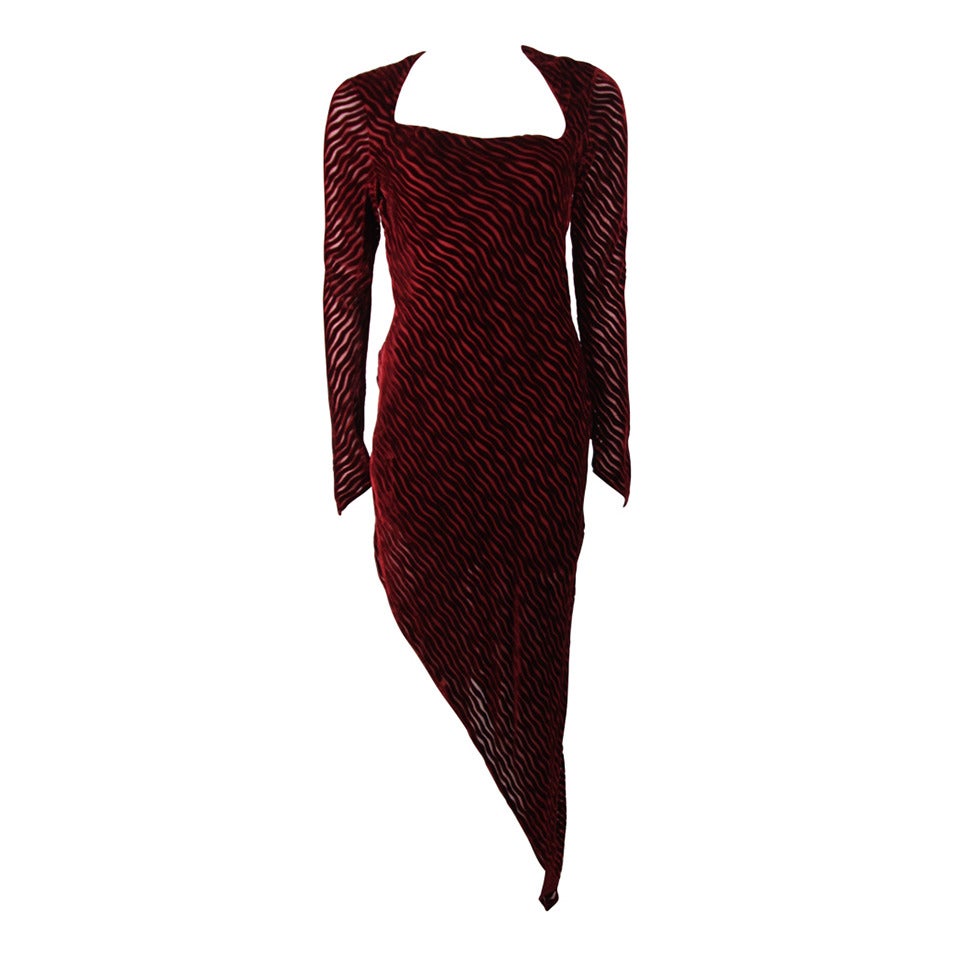 Karl Lagerfield Burgundy Velvet Burn Out Gown Size 38