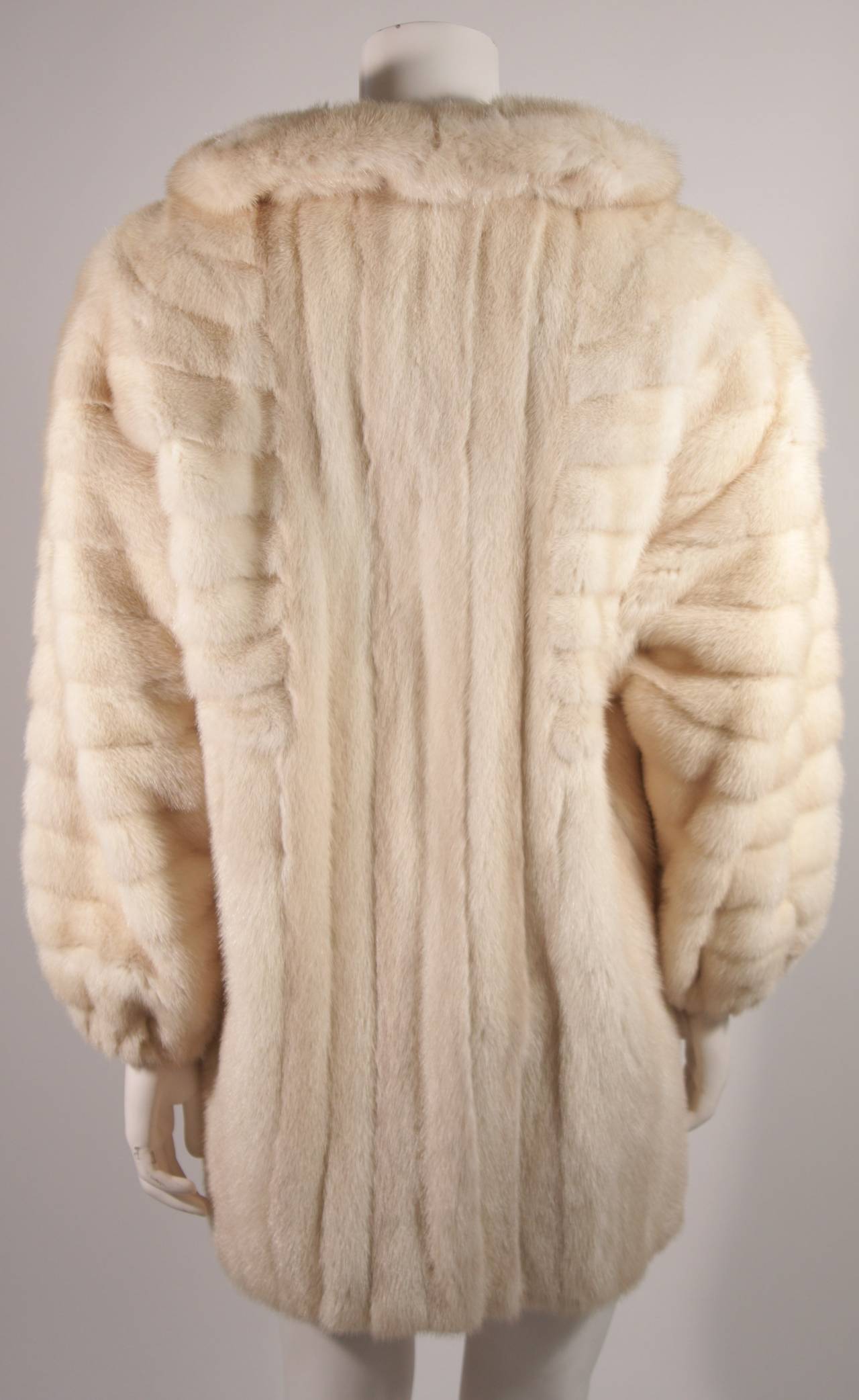 Galanos Ivory Mink Coat with Ruffle Tie Collar and Full Sleeves & Stretch cuff For Sale 1