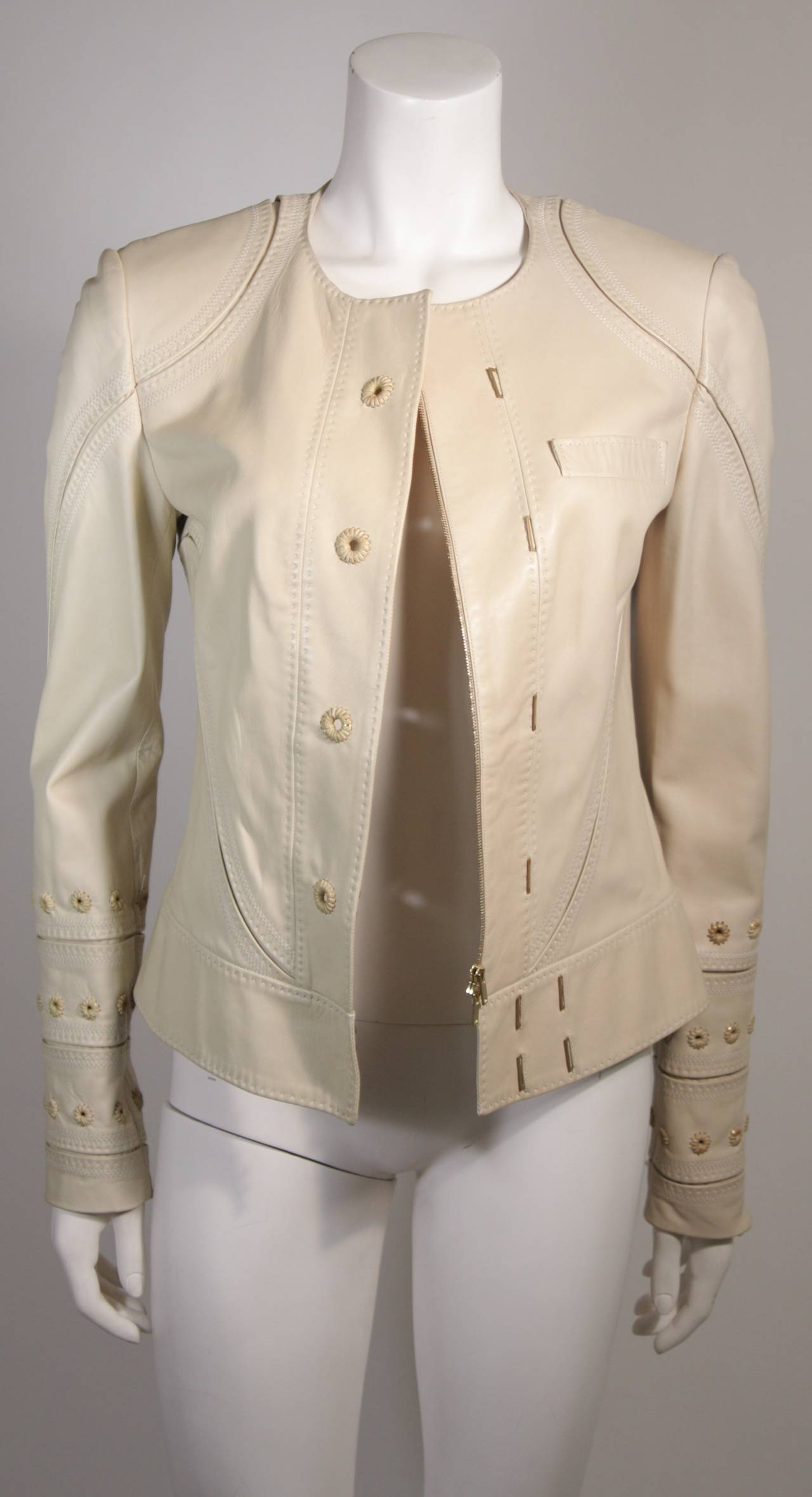 Gucci Nude Leather Moto Style Jacket 2