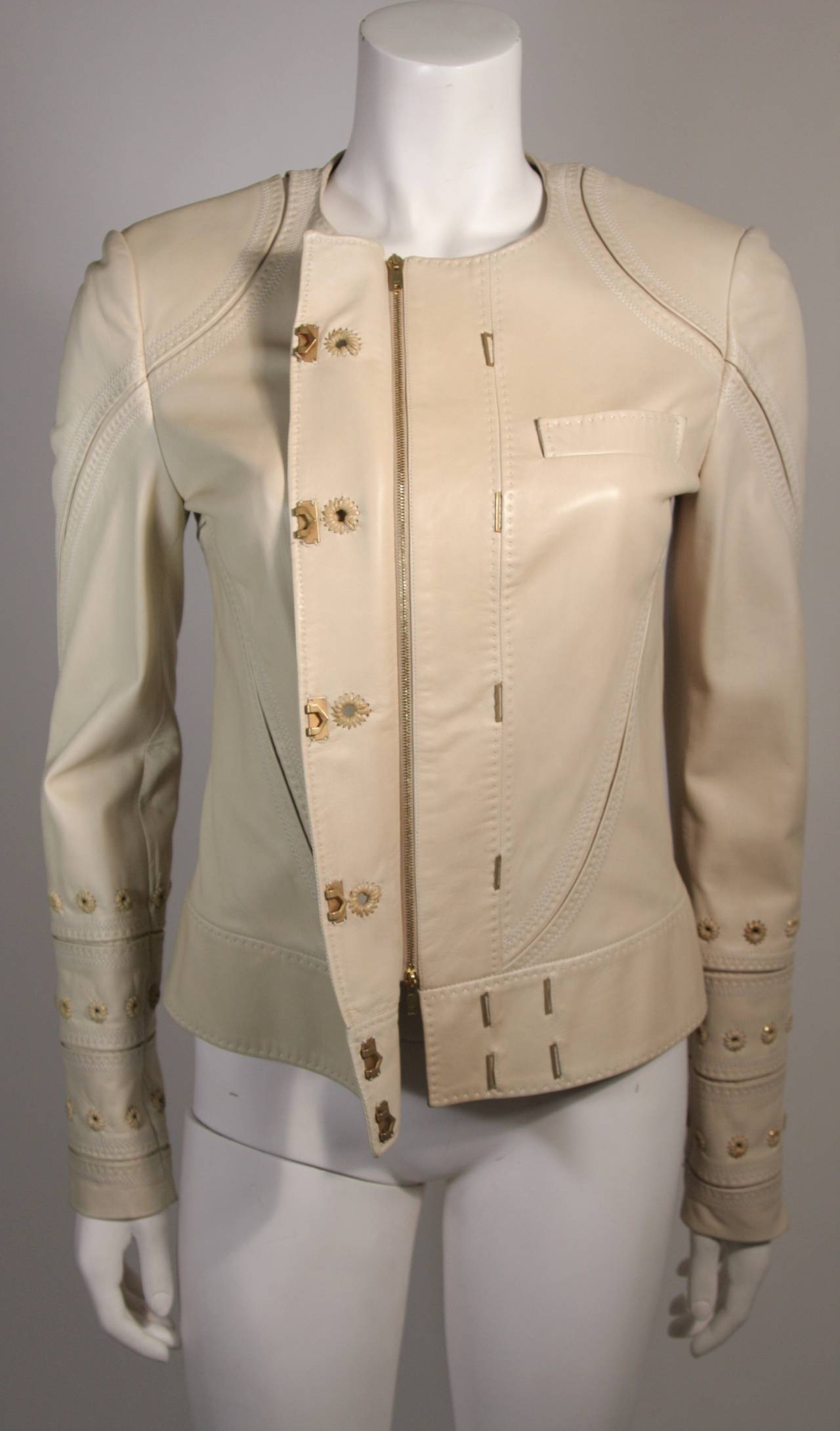 Gucci Nude Leather Moto Style Jacket 1