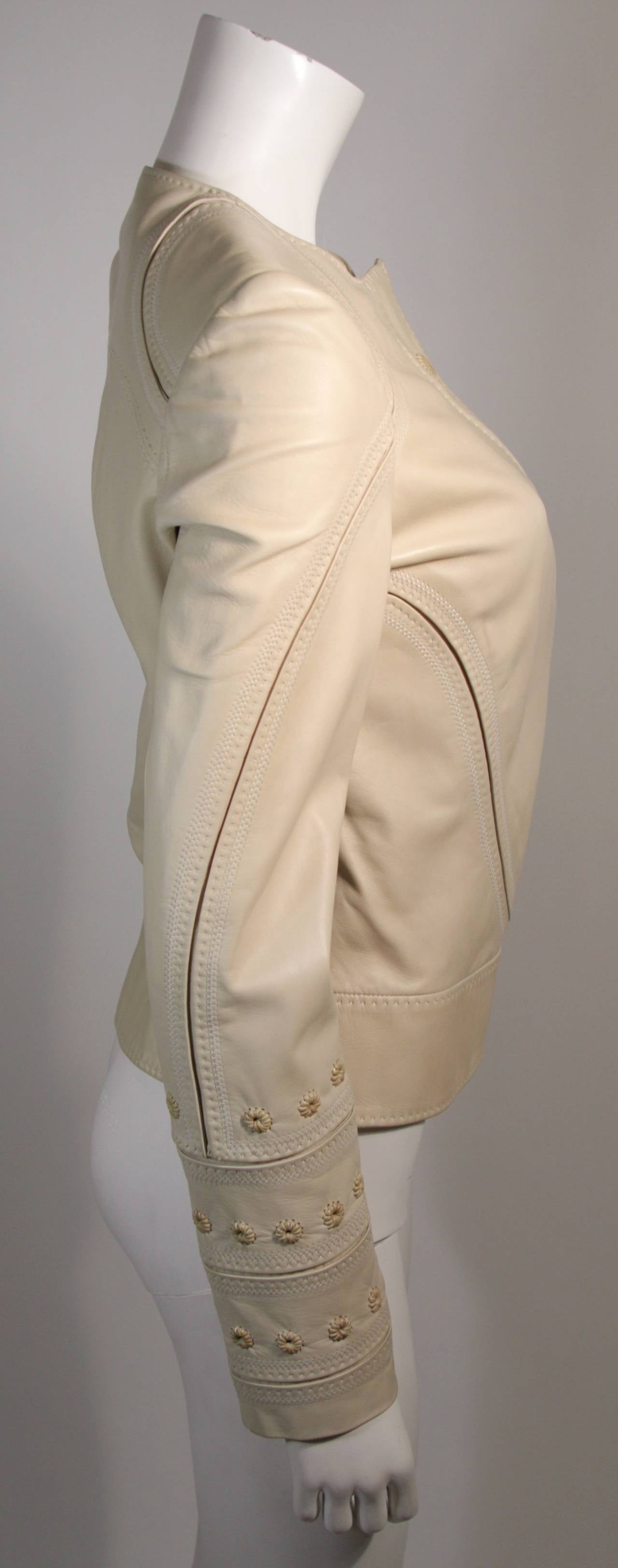 Brown Gucci Nude Leather Moto Style Jacket