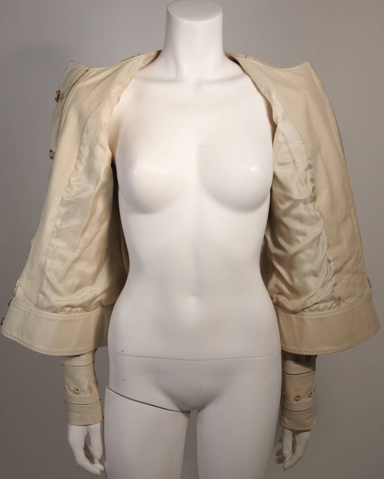 Gucci Nude Leather Moto Style Jacket 3