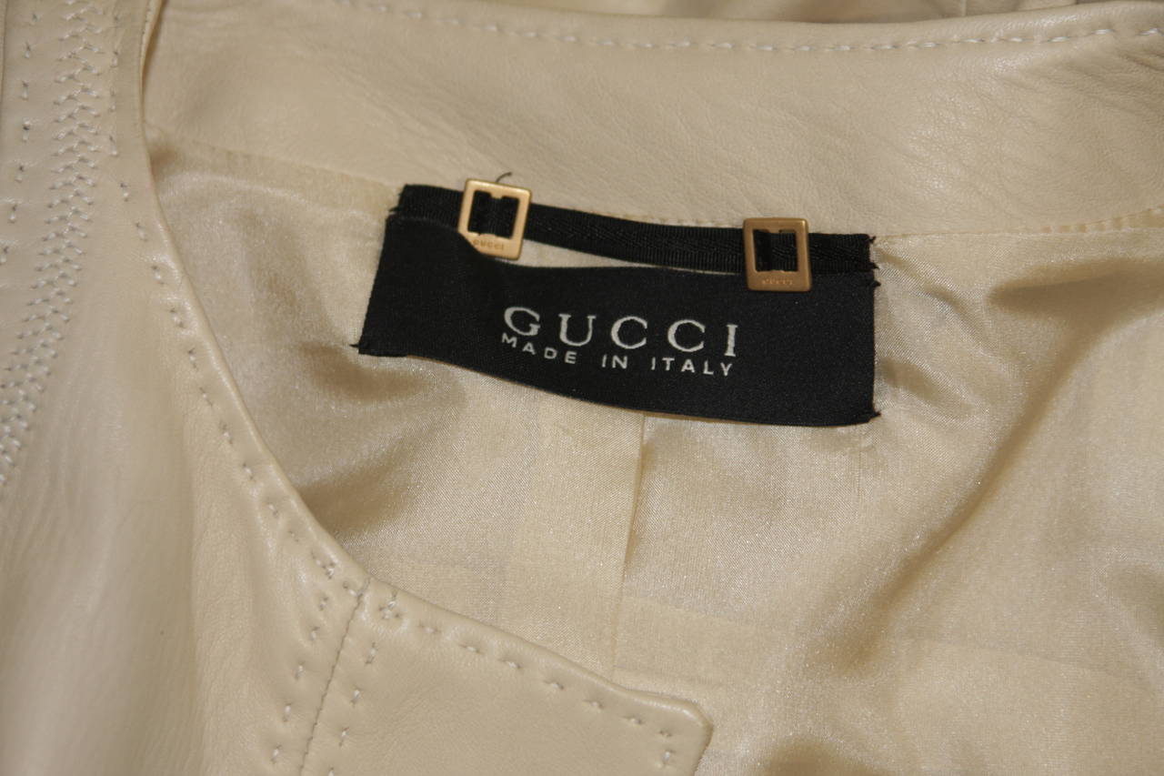 Gucci Nude Leather Moto Style Jacket 4