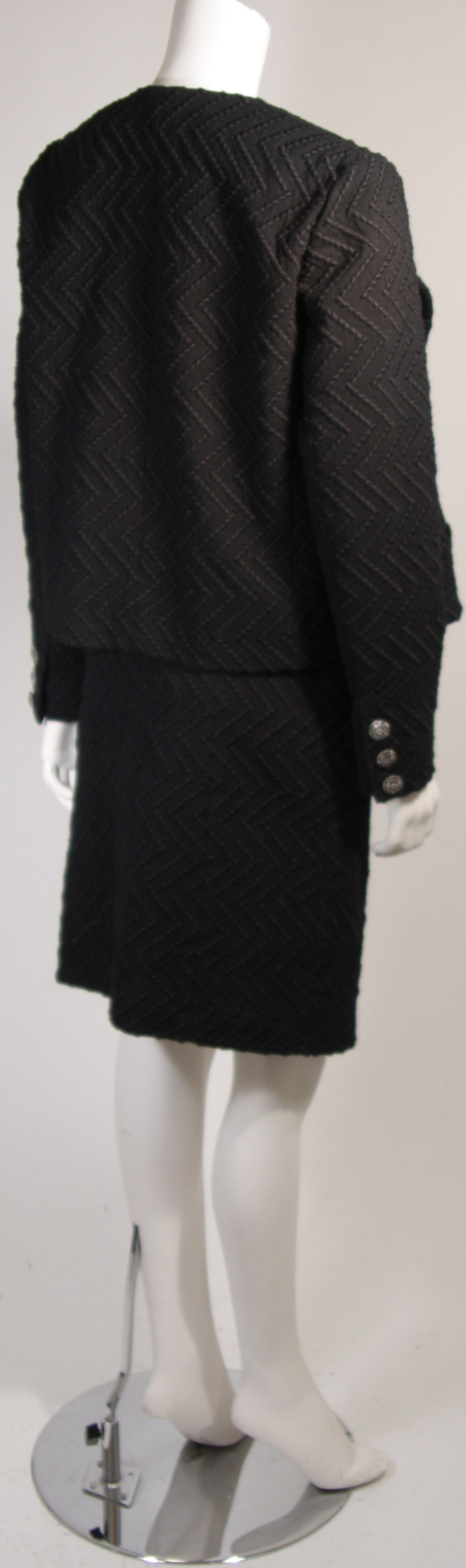 Chanel Black Boucle Suit with Drape Style Jacket Size 42 2