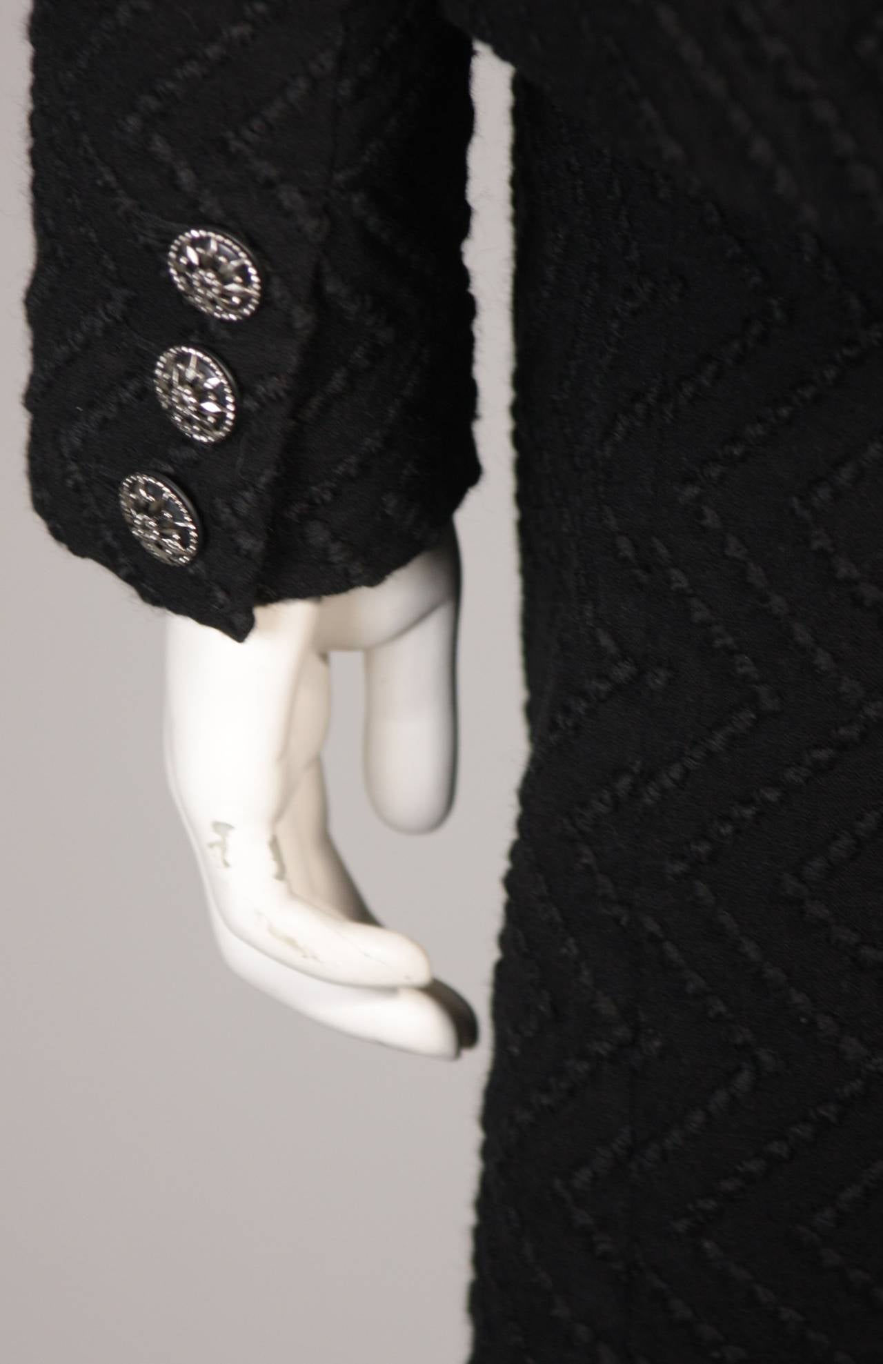 Chanel Black Boucle Suit with Drape Style Jacket Size 42 3