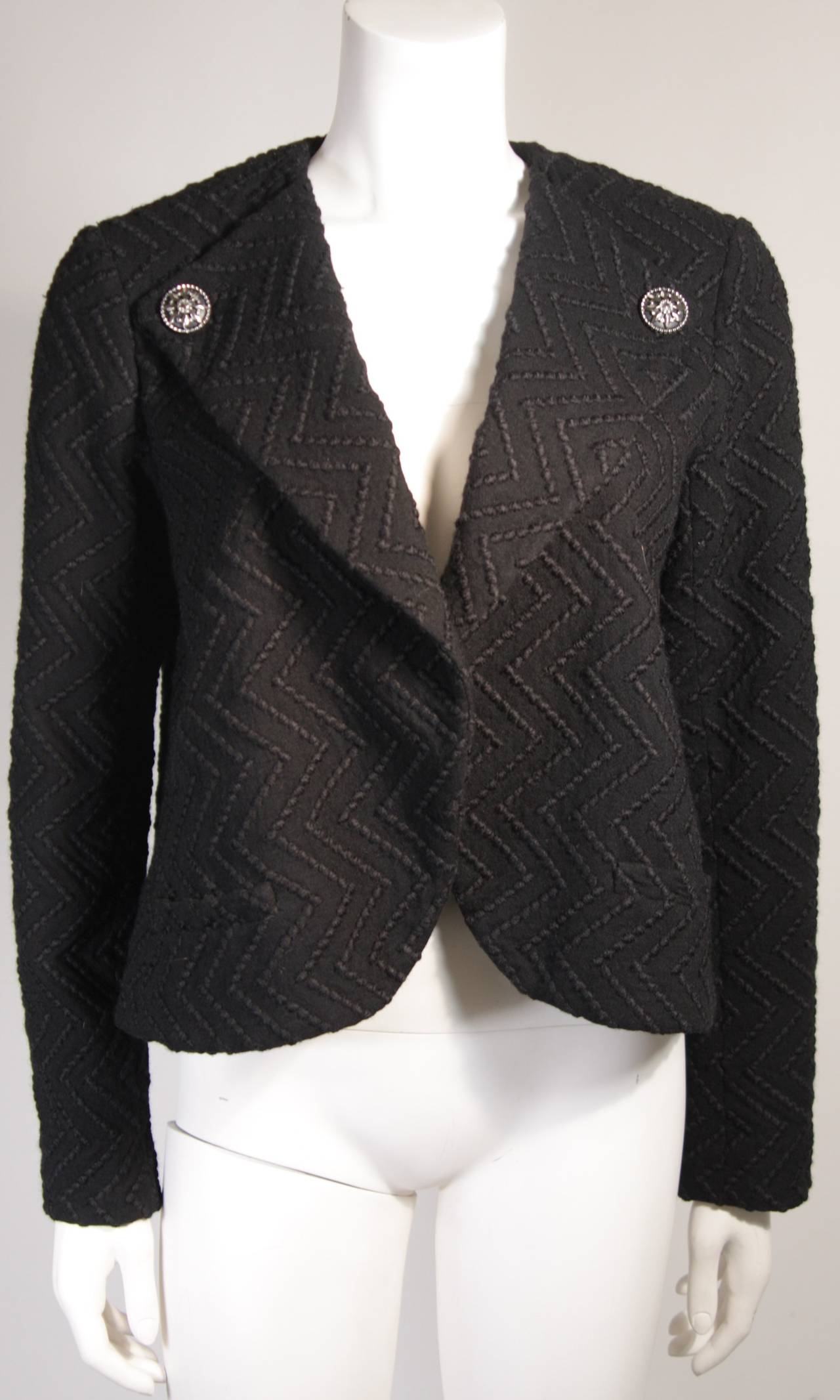 Chanel Black Boucle Suit with Drape Style Jacket Size 42 4