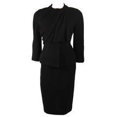 Lilli Ann San Francisco Black Wool Skirt Suit with Draping 8