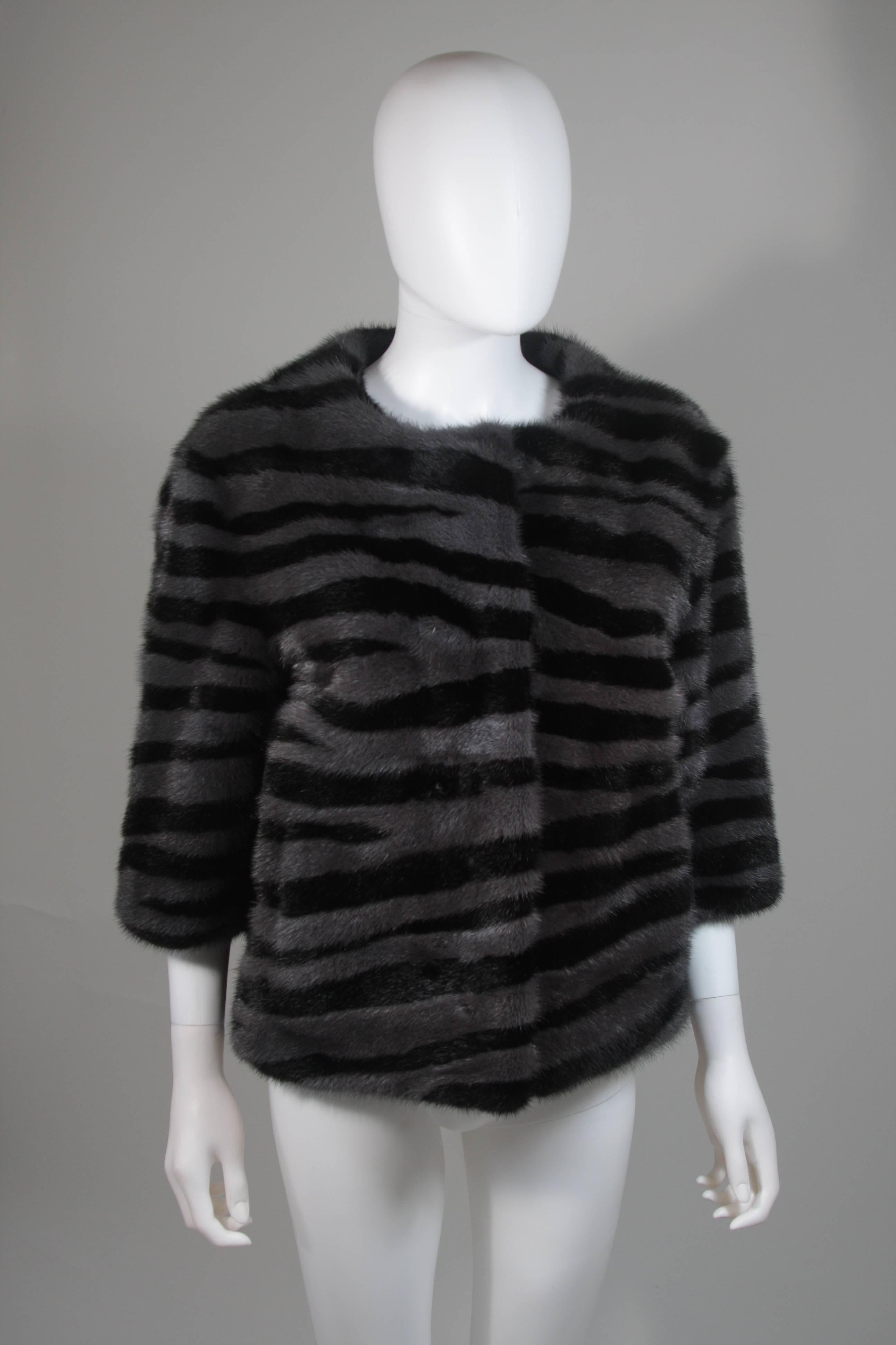 Women's Marc Jacobs Black and Grey Striped Mink Jacket Size 4