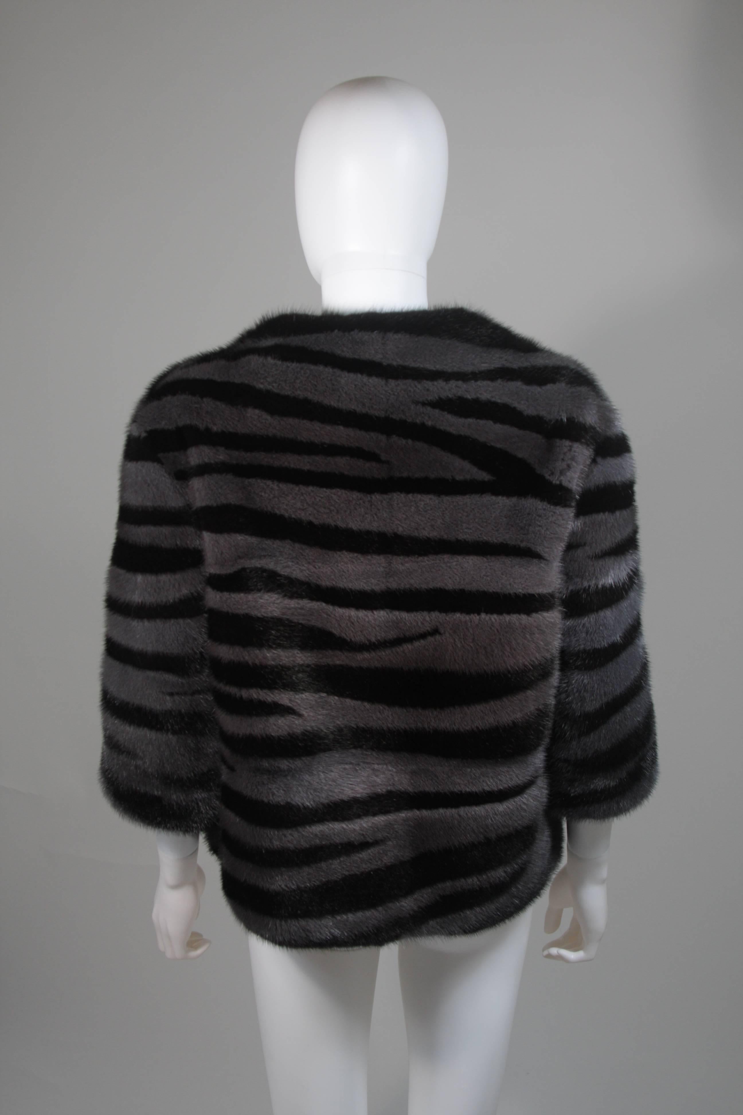 Marc Jacobs Black and Grey Striped Mink Jacket Size 4 3