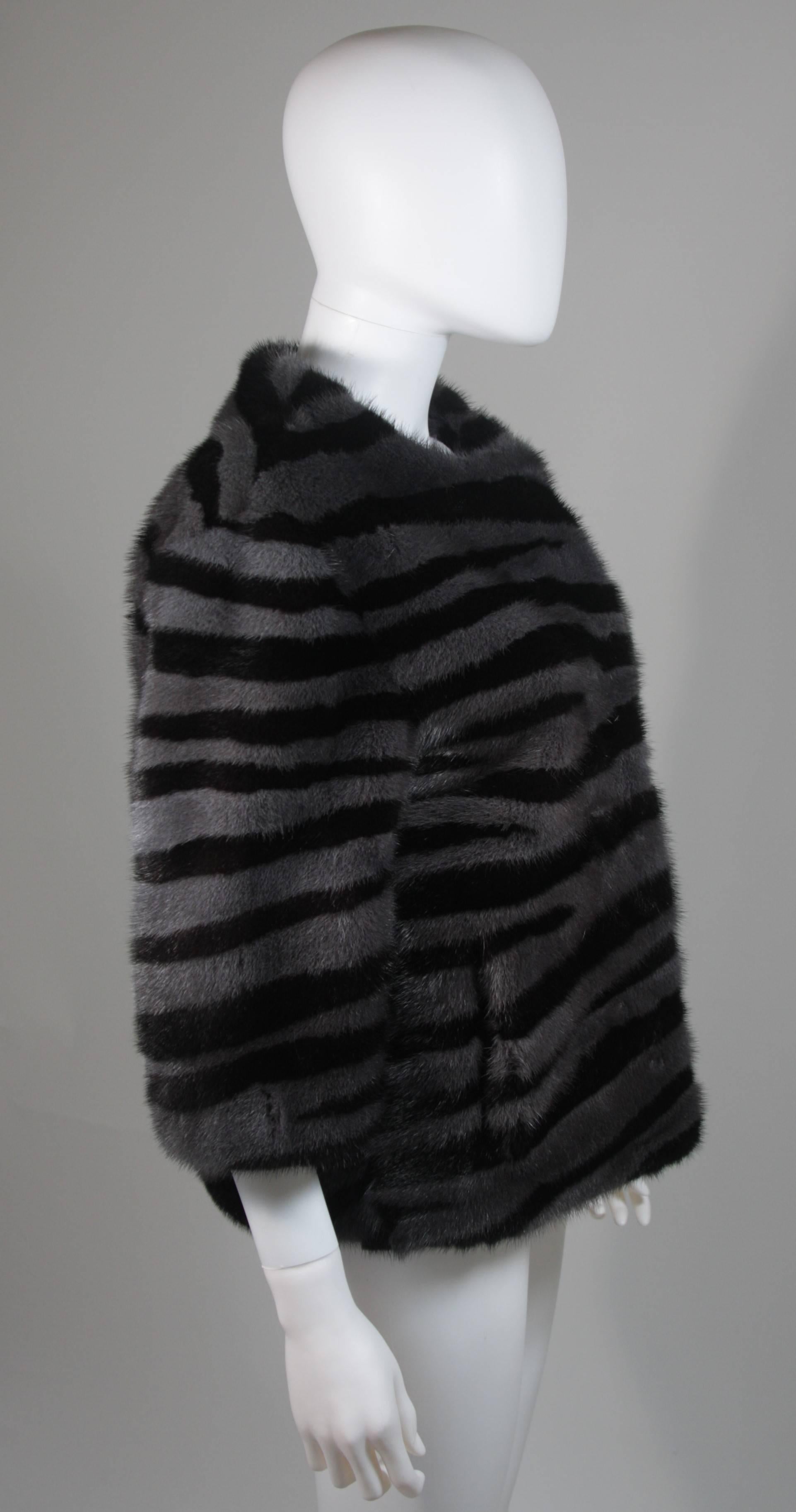 Marc Jacobs Black and Grey Striped Mink Jacket Size 4 2